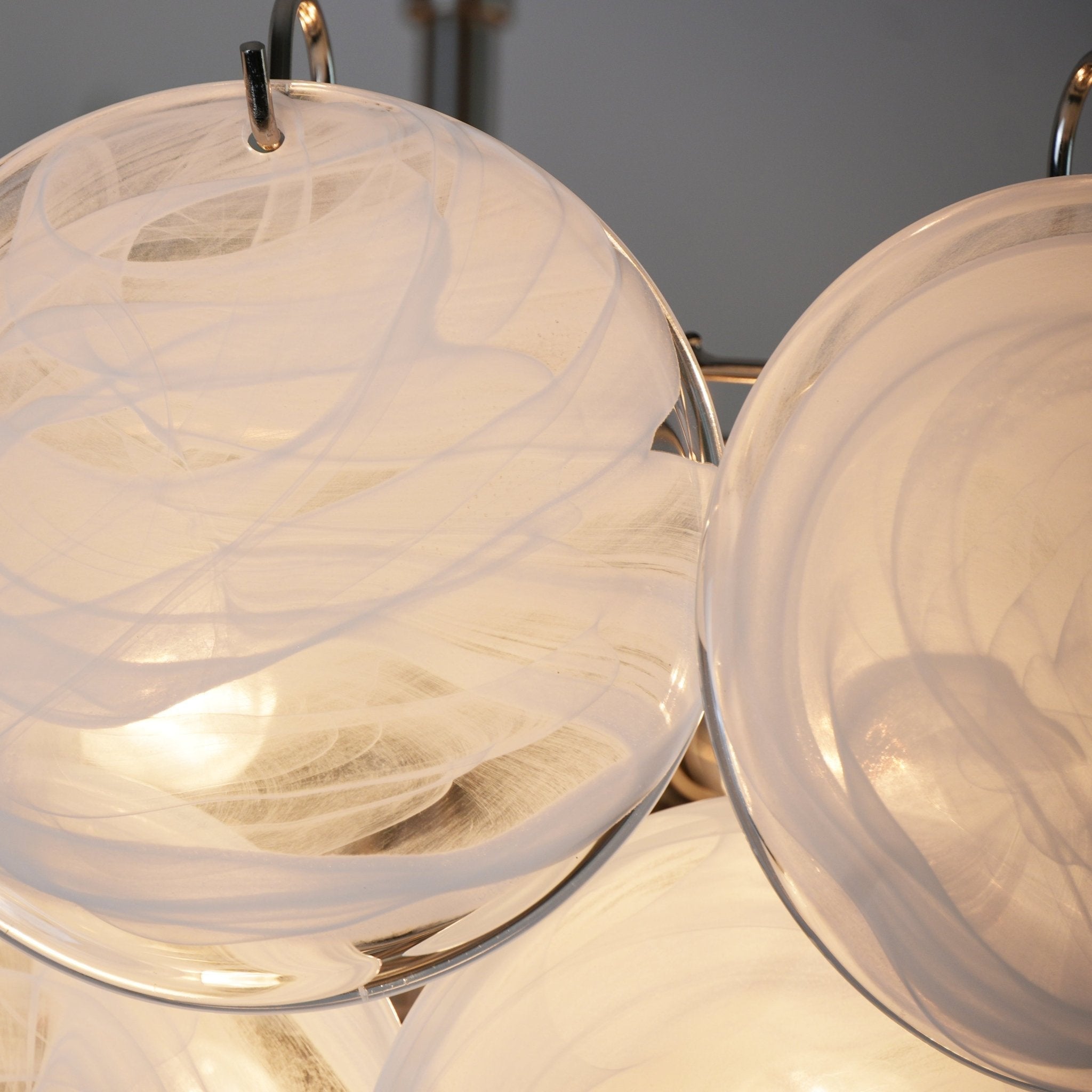 Aurora Chandelier White Murano Glass Disc Contemporary-Neutral Decor