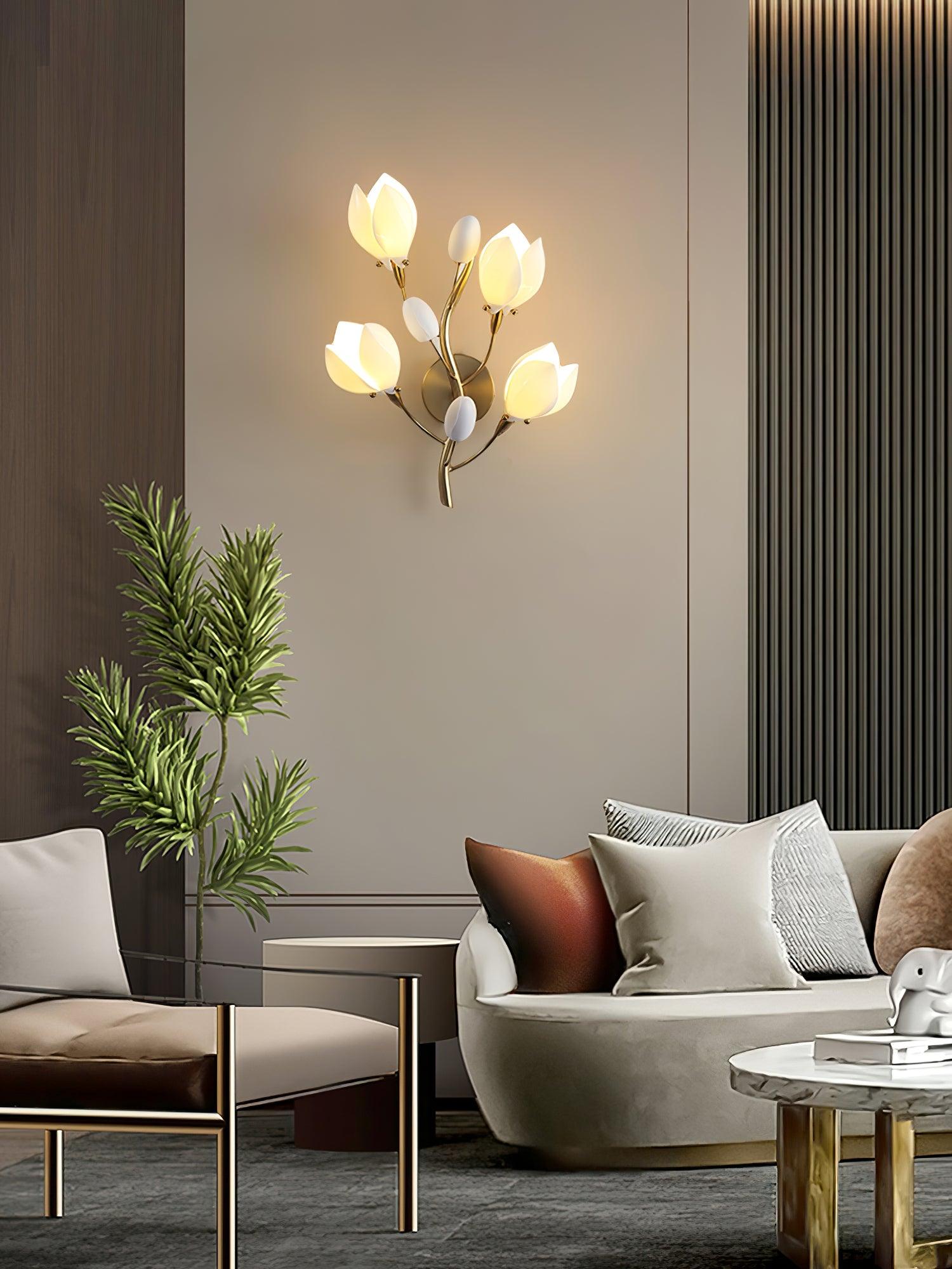 Dirixa Magnolia Elegance Ceramic Wall Lamp-Neutral Decor