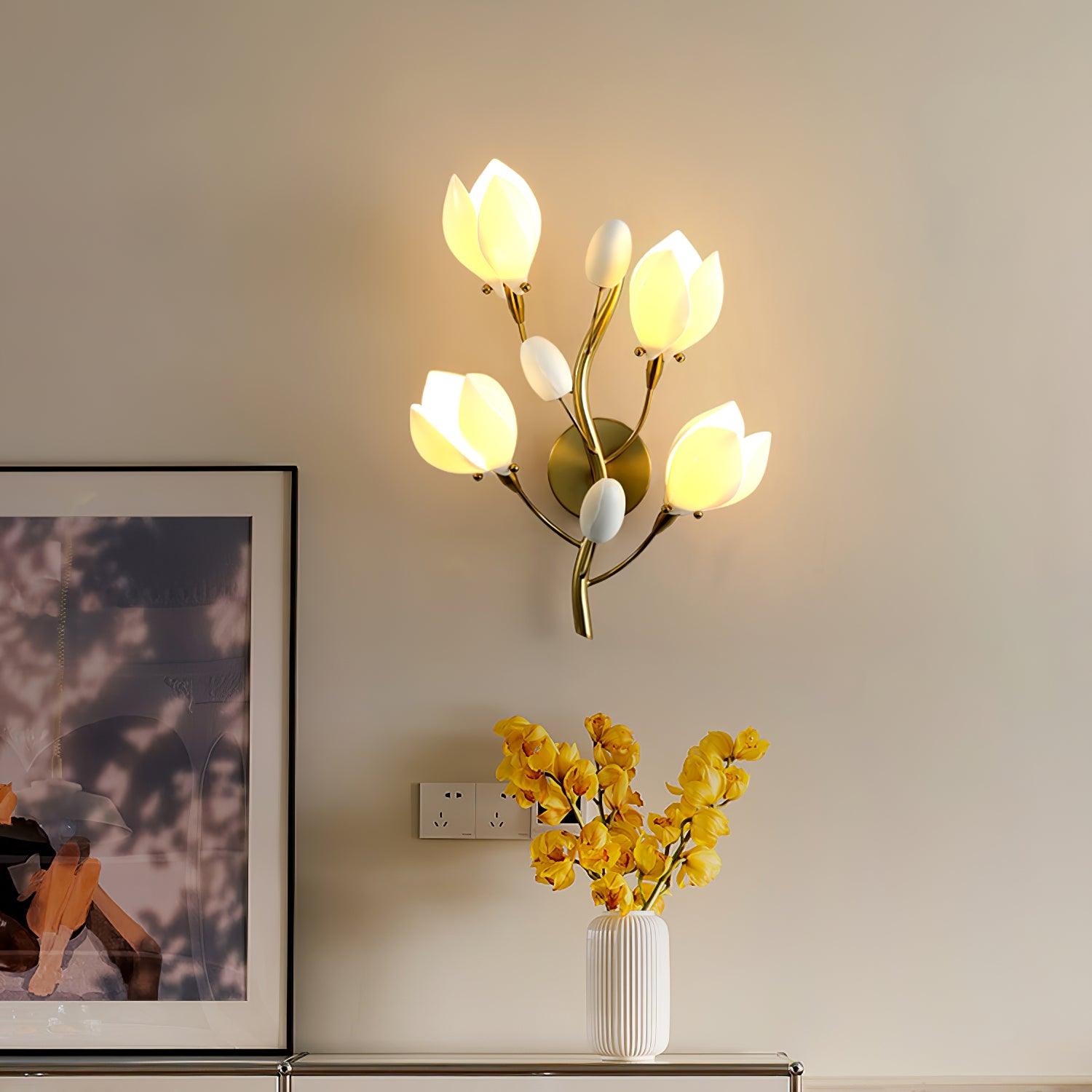Dirixa Magnolia Elegance Ceramic Wall Lamp-Neutral Decor