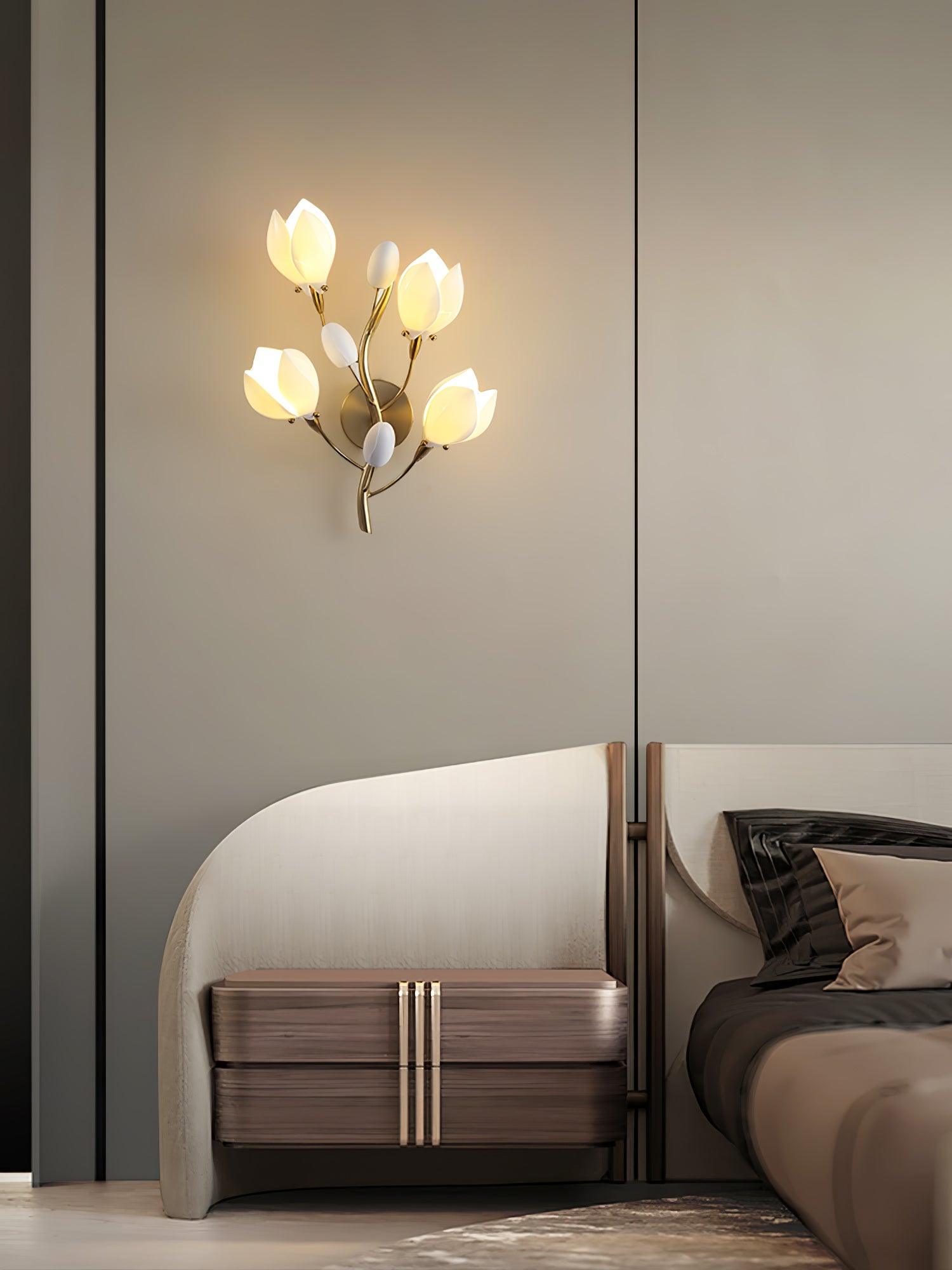 Dirixa Magnolia Elegance Ceramic Wall Lamp-Neutral Decor