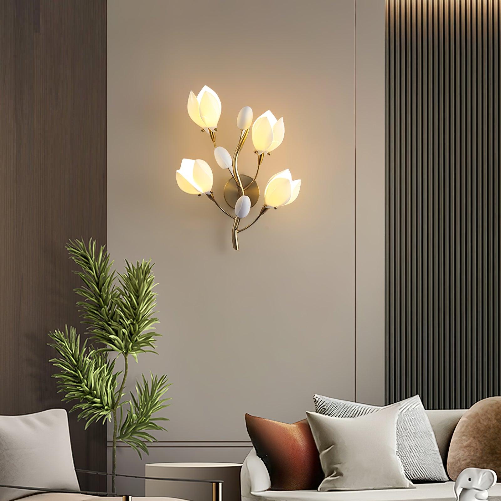 Dirixa Magnolia Elegance Ceramic Wall Lamp-Neutral Decor
