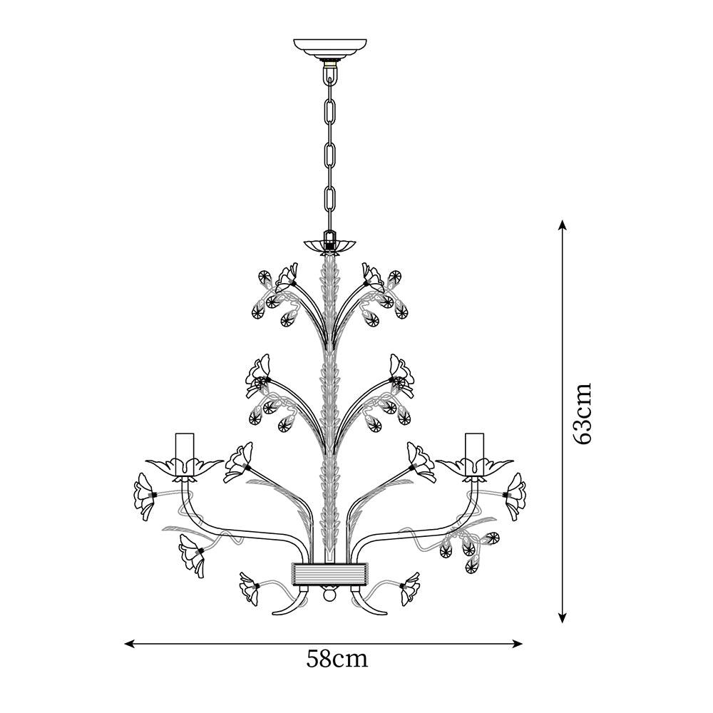 Chandelier Ornate Metal Frame Porcelain Roses Crystal Classic Luxury
