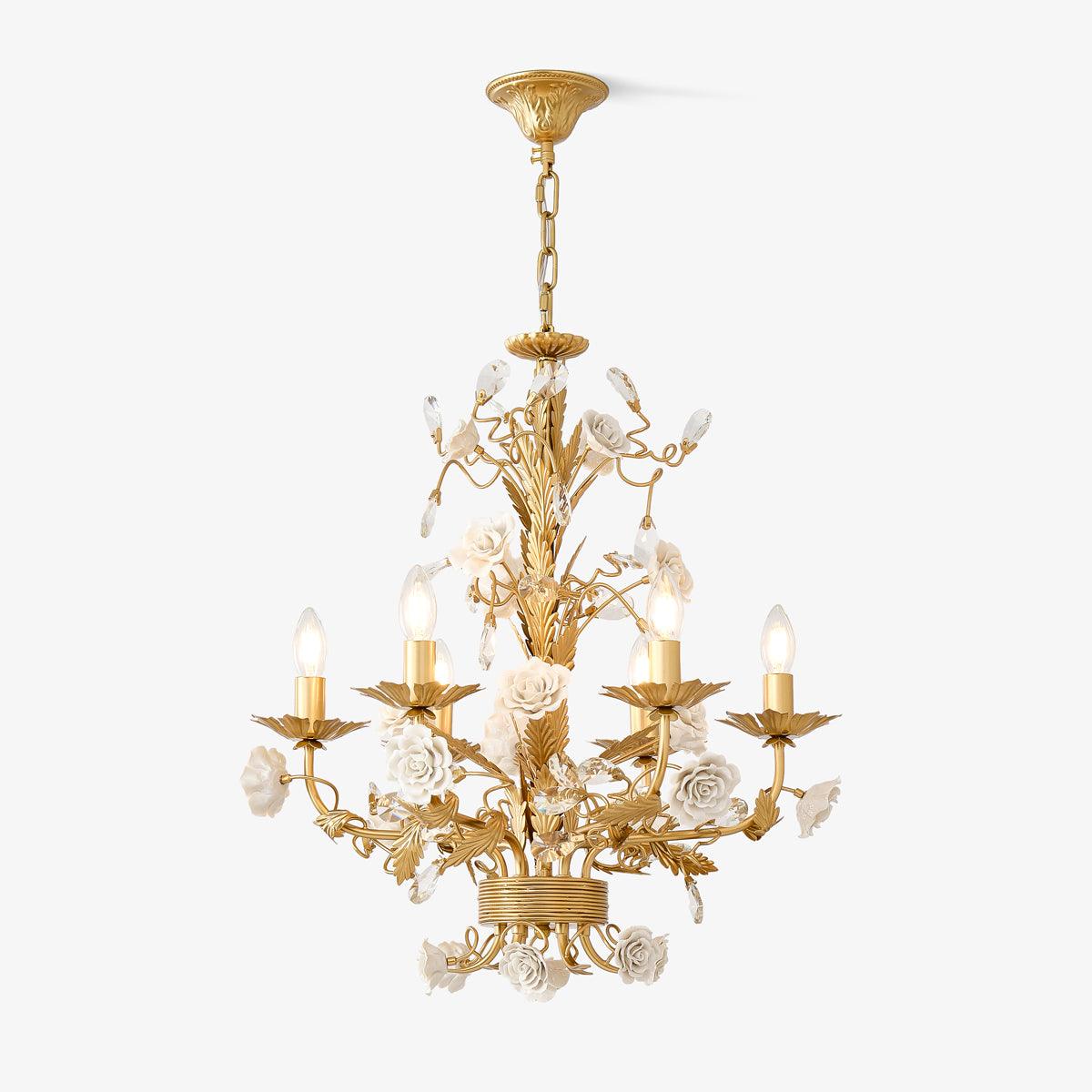 Lustra Chandelier White Rose Crystal-Neutral Decor