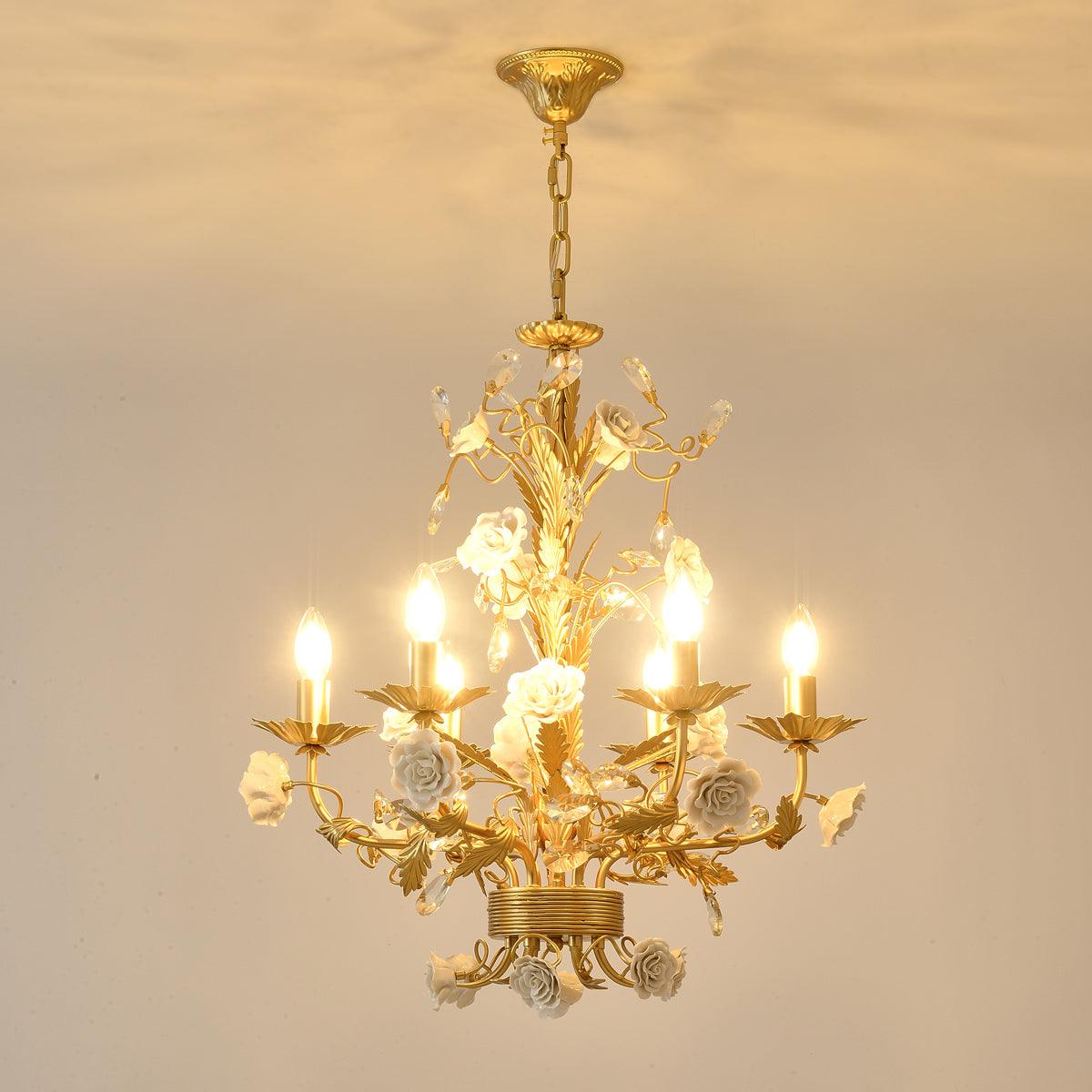 Lustra Chandelier White Rose Crystal-Neutral Decor