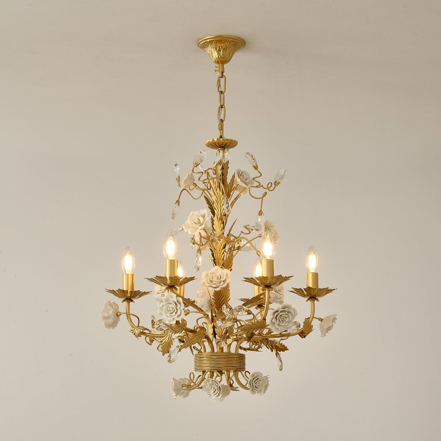 Lustra Chandelier White Rose Crystal-Neutral Decor