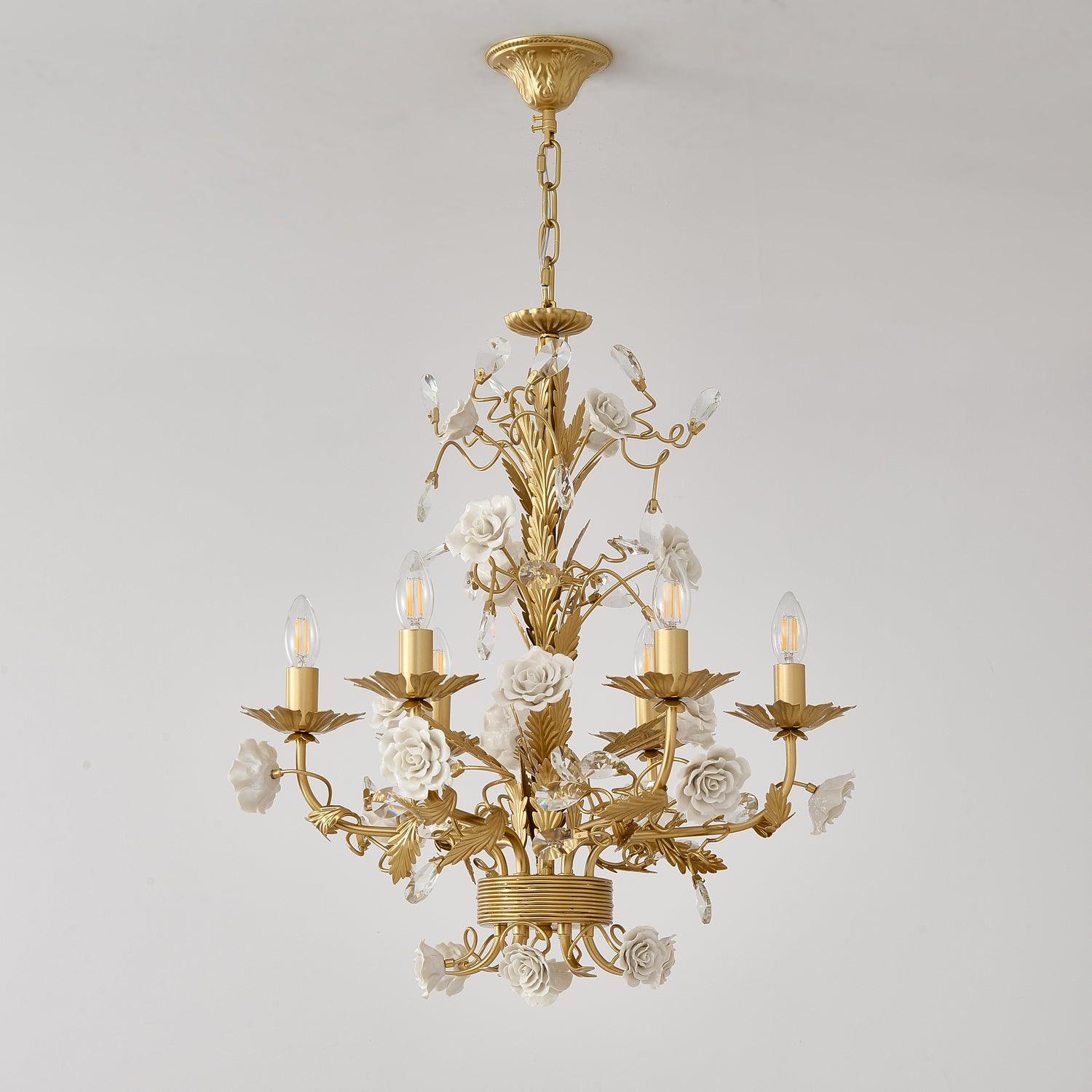 Lustra Chandelier White Rose Crystal-Neutral Decor