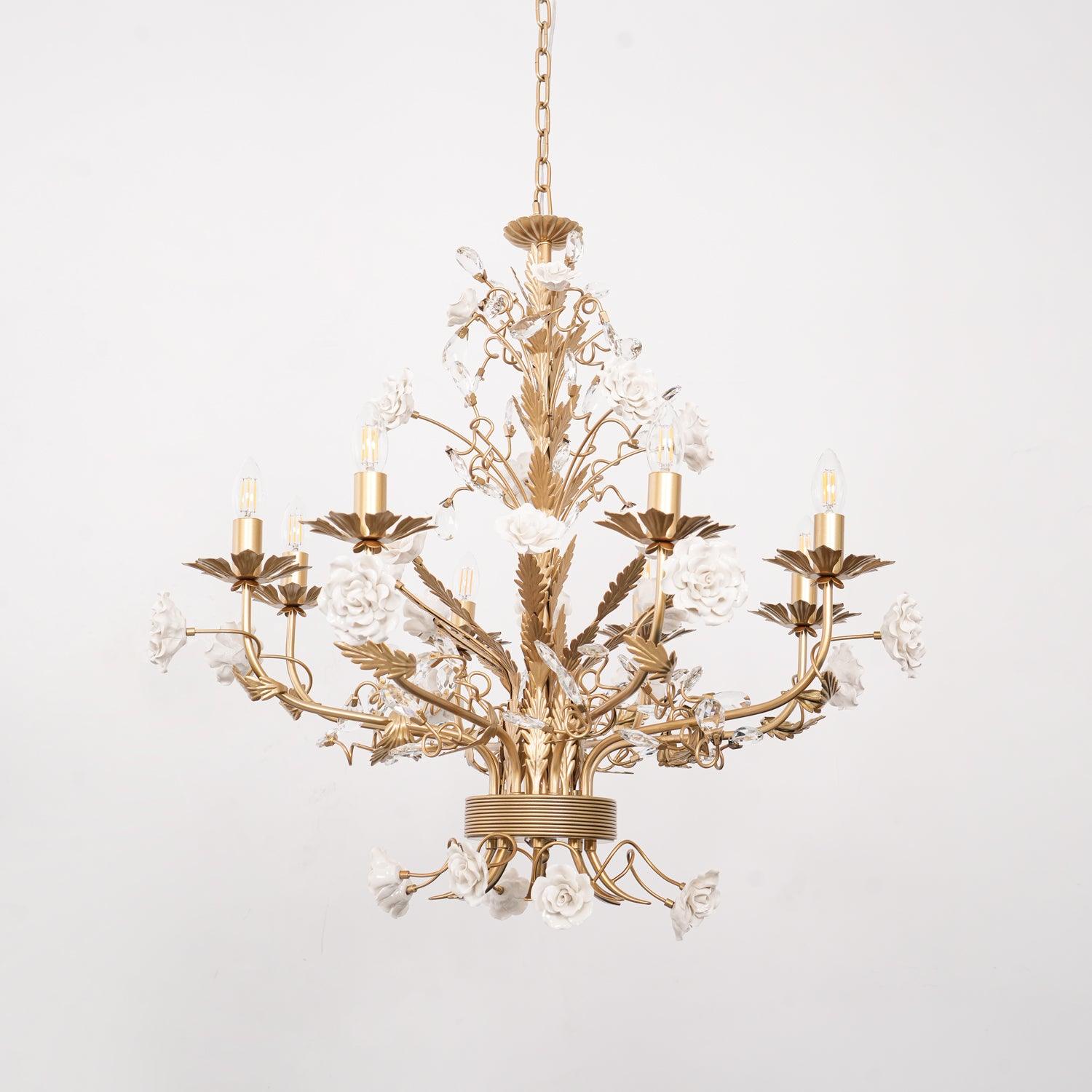 Lustra Chandelier White Rose Crystal-Neutral Decor