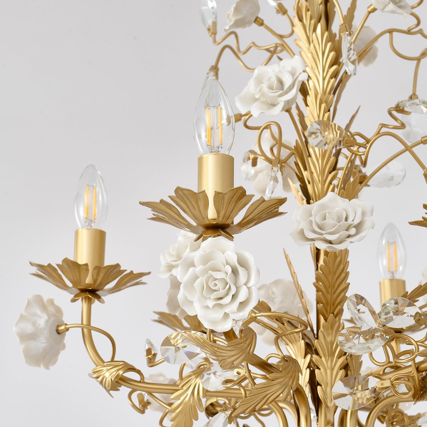 Lustra Chandelier White Rose Crystal-Neutral Decor