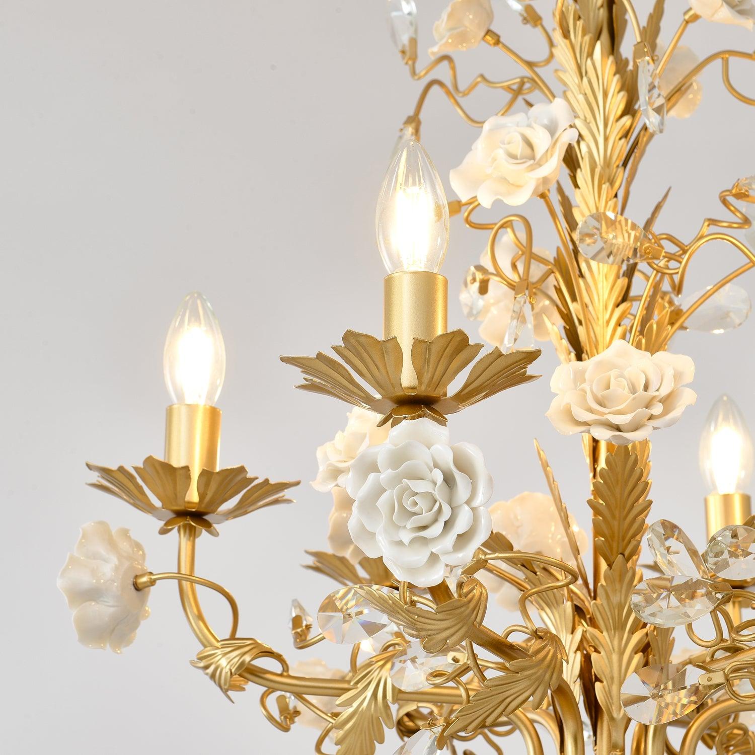 Lustra Chandelier White Rose Crystal-Neutral Decor