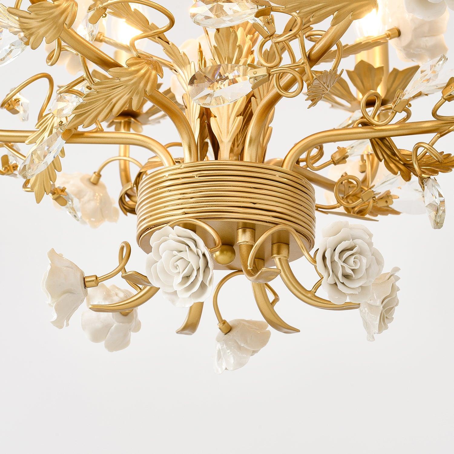 Lustra Chandelier White Rose Crystal-Neutral Decor