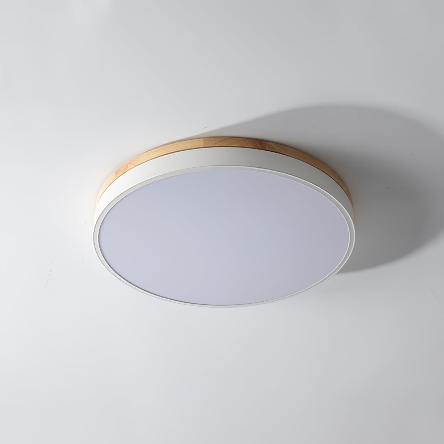 Daelis Ceiling Lamp White Round with Wooden-Neutral Decor