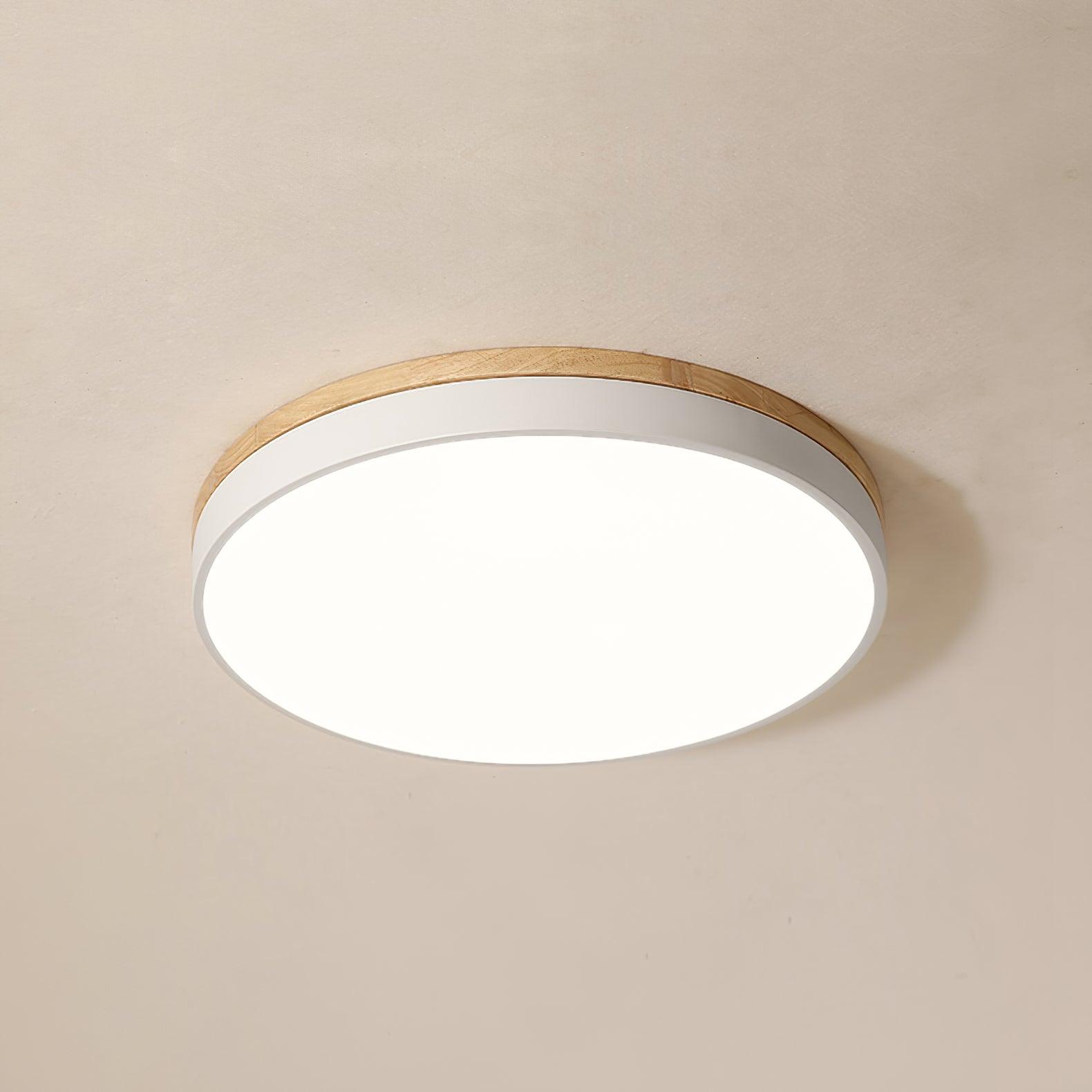 Daelis Ceiling Lamp White Round with Wooden-Neutral Decor