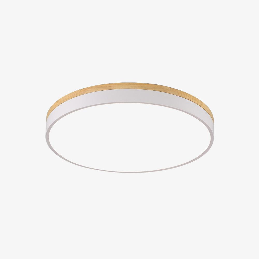 Daelis Ceiling Lamp White Round with Wooden-Neutral Decor