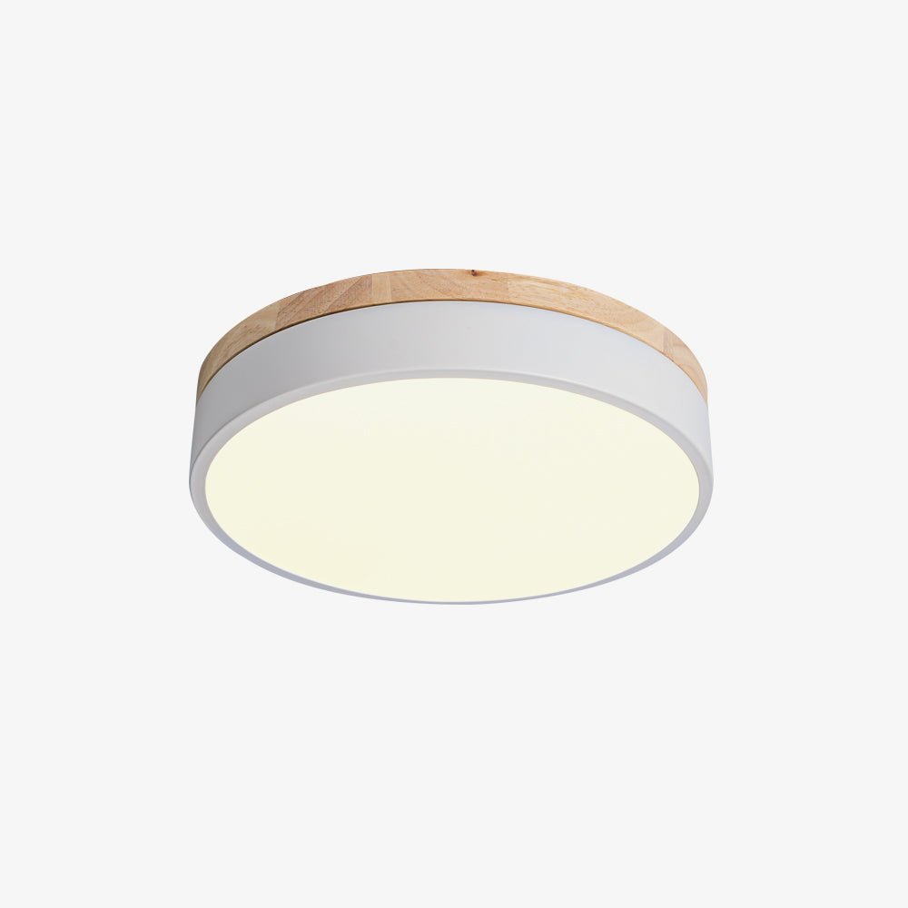 Daelis Ceiling Lamp White Round with Wooden-Neutral Decor