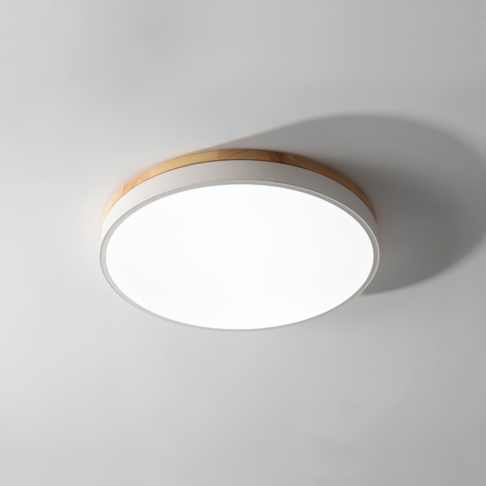 Daelis Ceiling Lamp White Round with Wooden-Neutral Decor