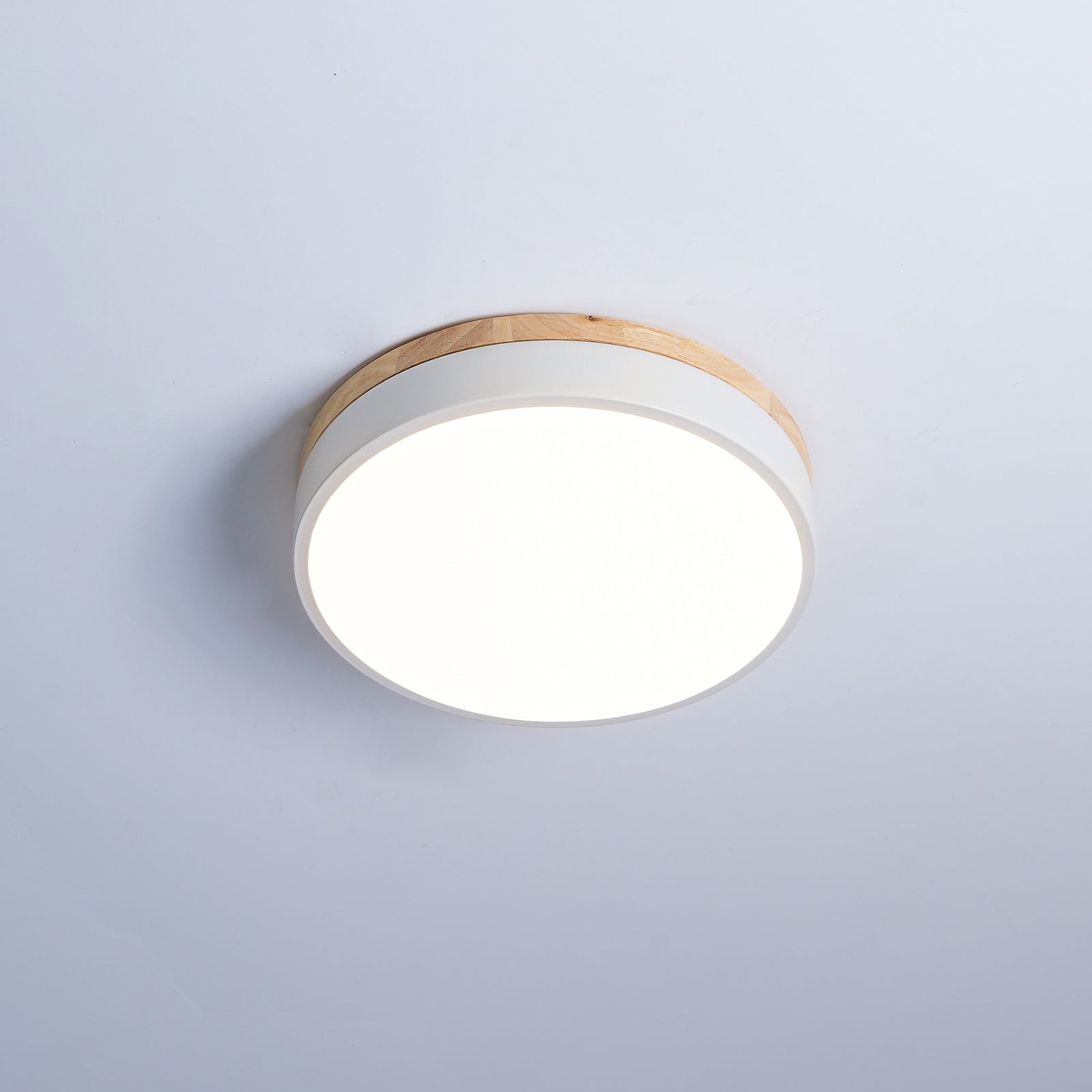 Daelis Ceiling Lamp White Round with Wooden-Neutral Decor