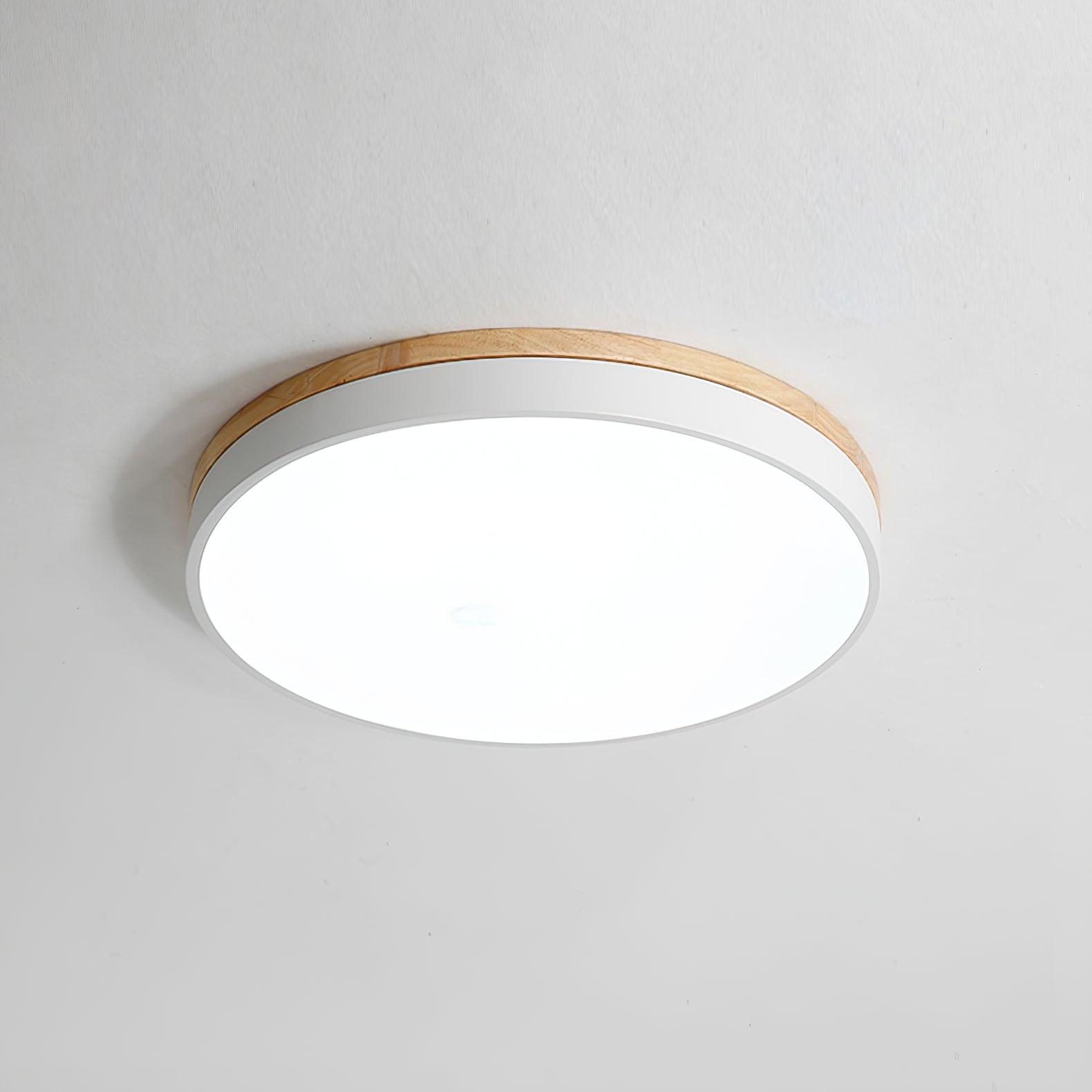 Daelis Ceiling Lamp White Round with Wooden-Neutral Decor