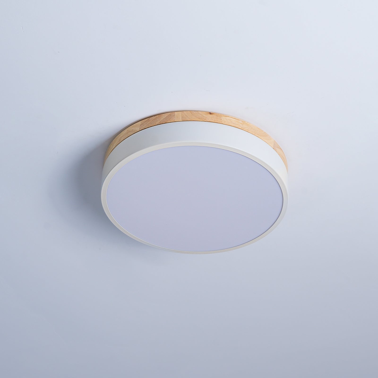 Daelis Ceiling Lamp White Round with Wooden-Neutral Decor
