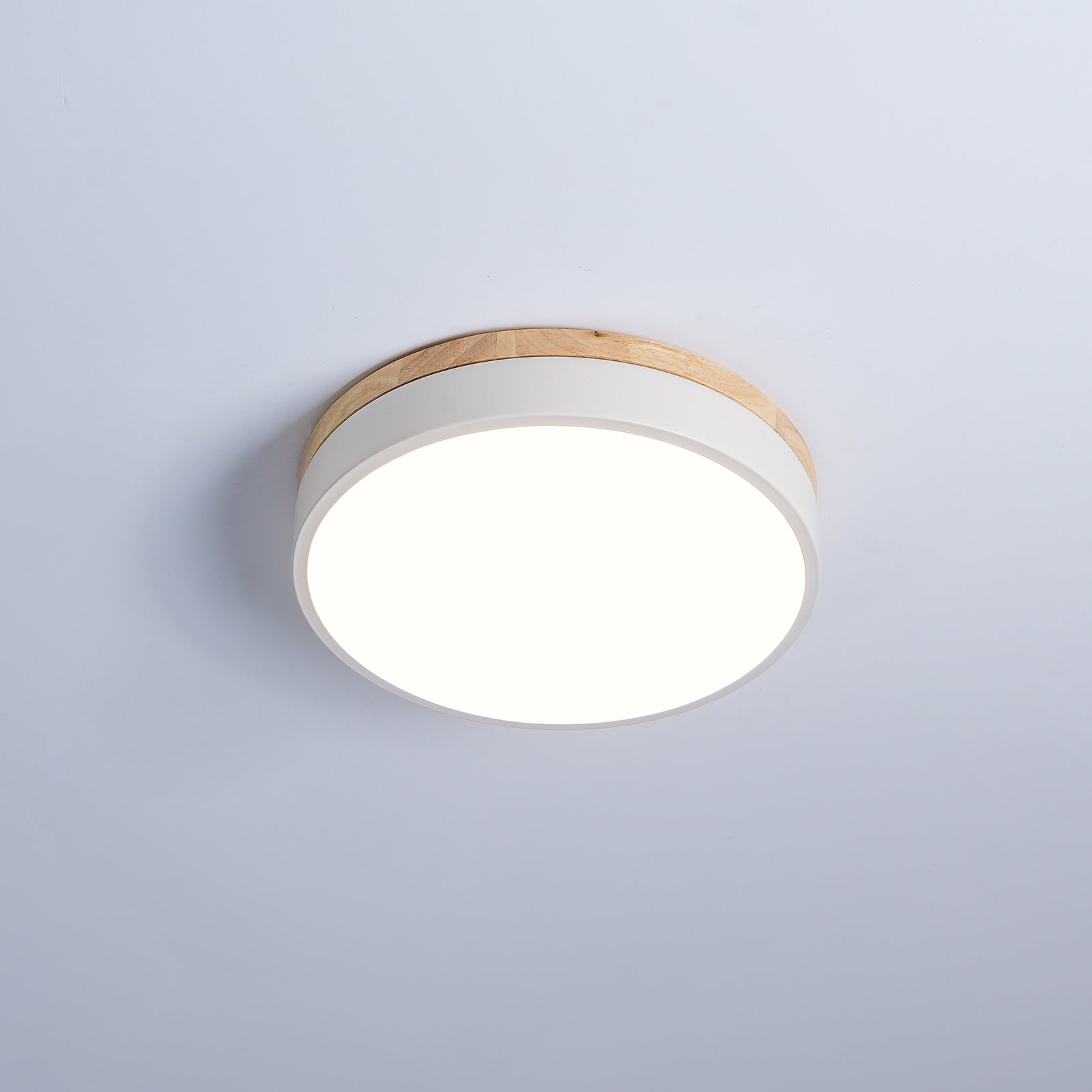 Daelis Ceiling Lamp White Round with Wooden-Neutral Decor