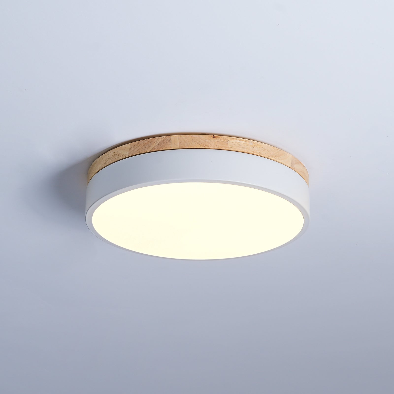 Daelis Ceiling Lamp White Round with Wooden-Neutral Decor