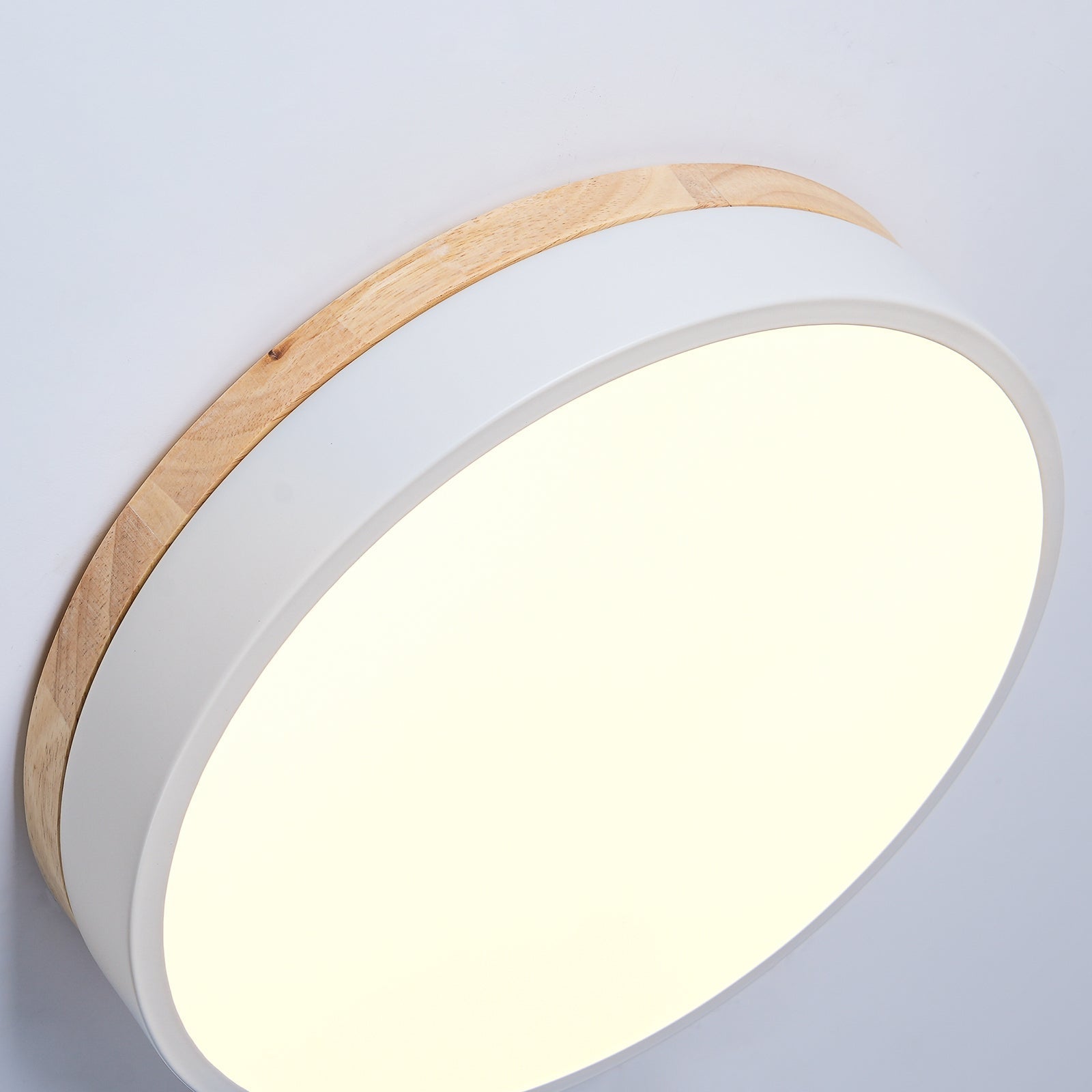 Daelis Ceiling Lamp White Round with Wooden-Neutral Decor