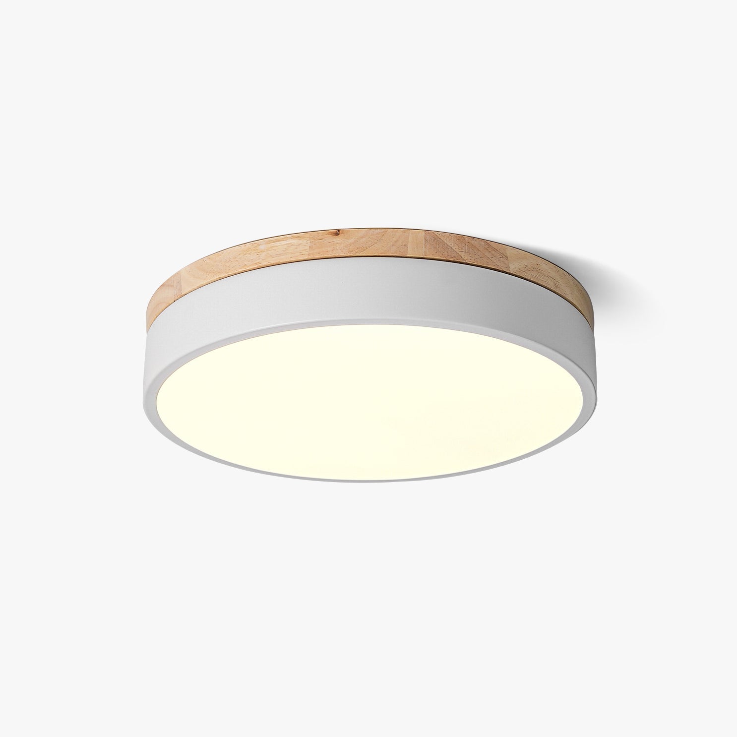 Daelis Ceiling Lamp White Round with Wooden-Neutral Decor