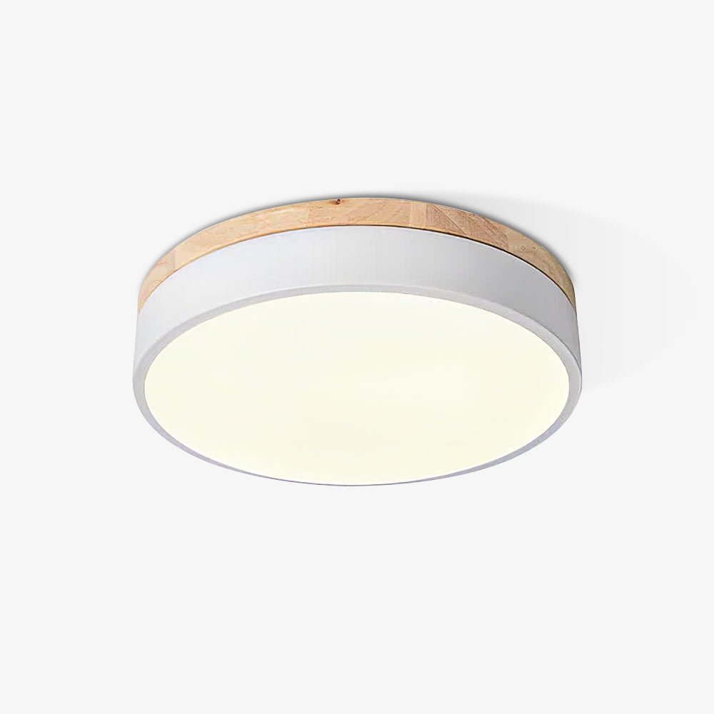 Daelis Ceiling Lamp White Round with Wooden-Neutral Decor