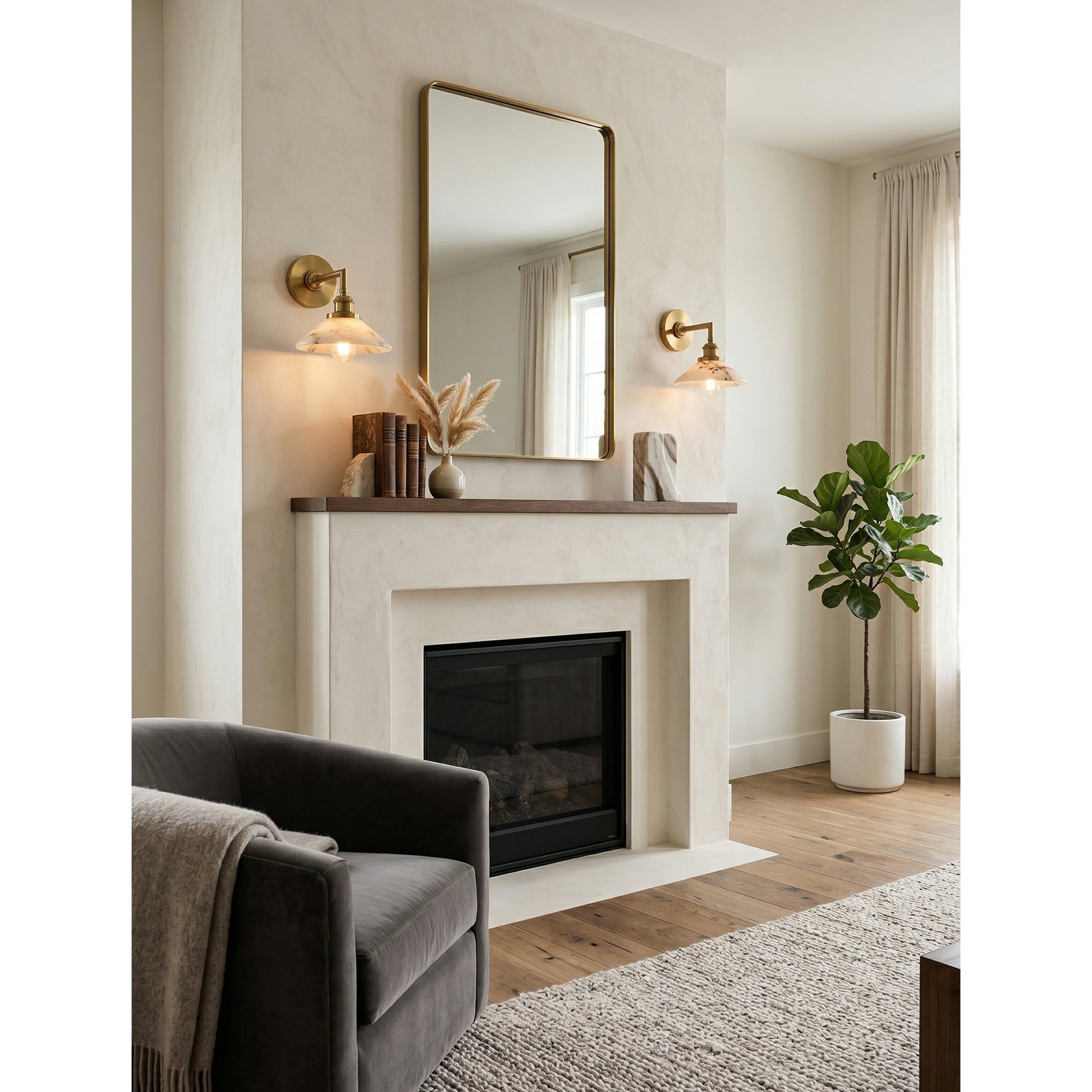 Whizzer Alabaster Wall Sconce in nickel finish against a dark wall.