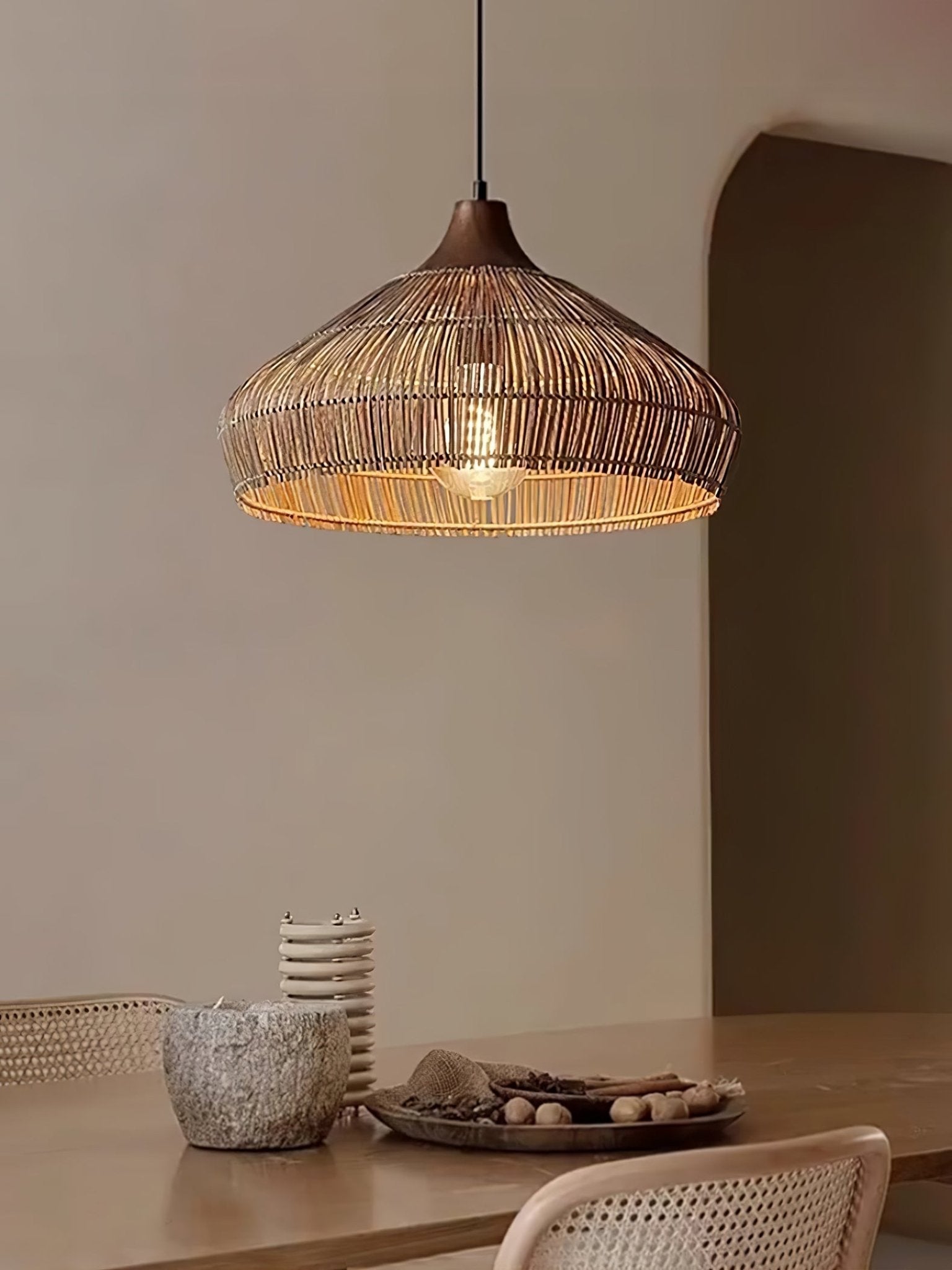 Lythean Elegance Art Rattan Wood Pendant Light-Neutral Decor