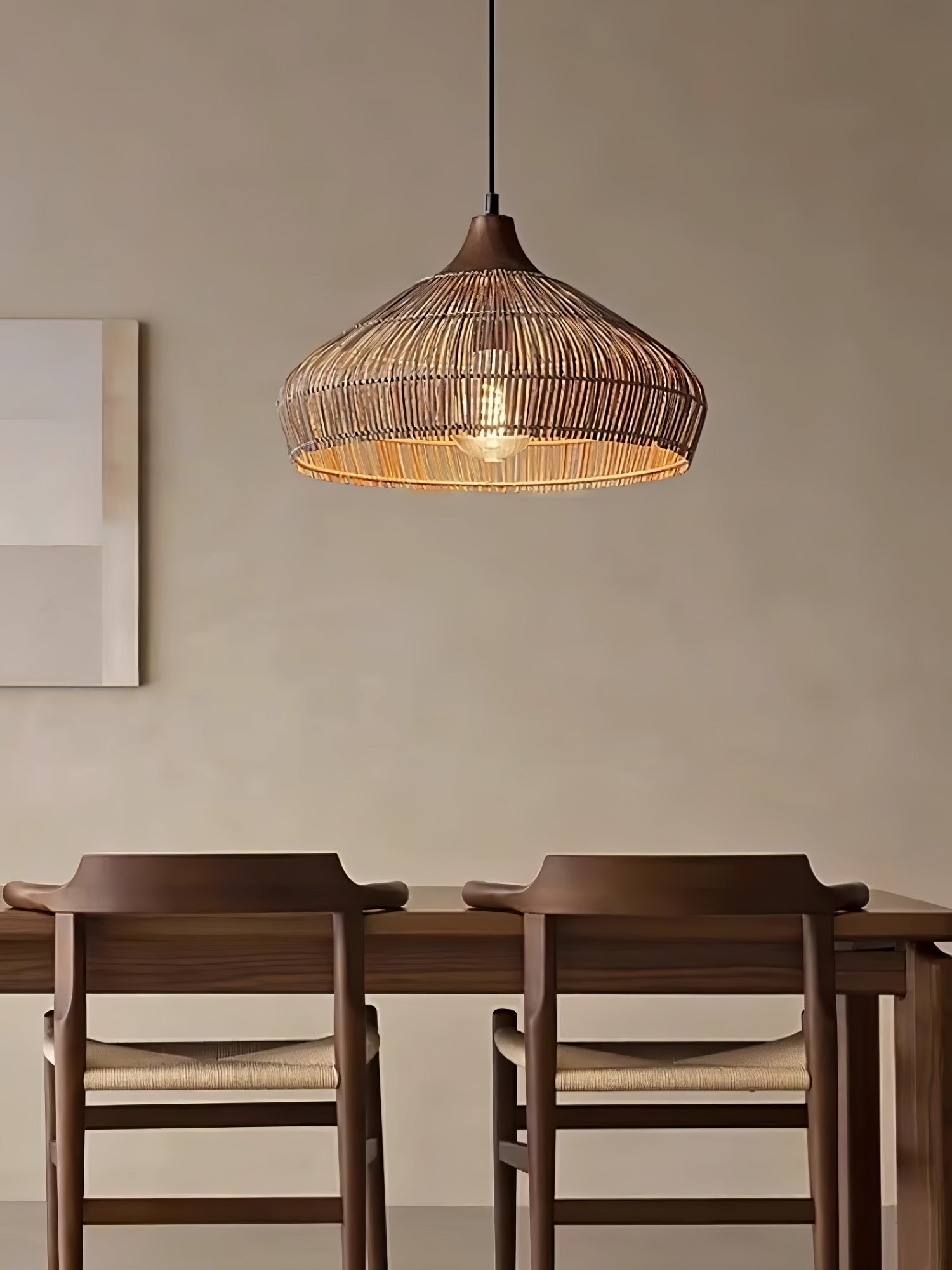 Lythean Elegance Art Rattan Wood Pendant Light-Neutral Decor