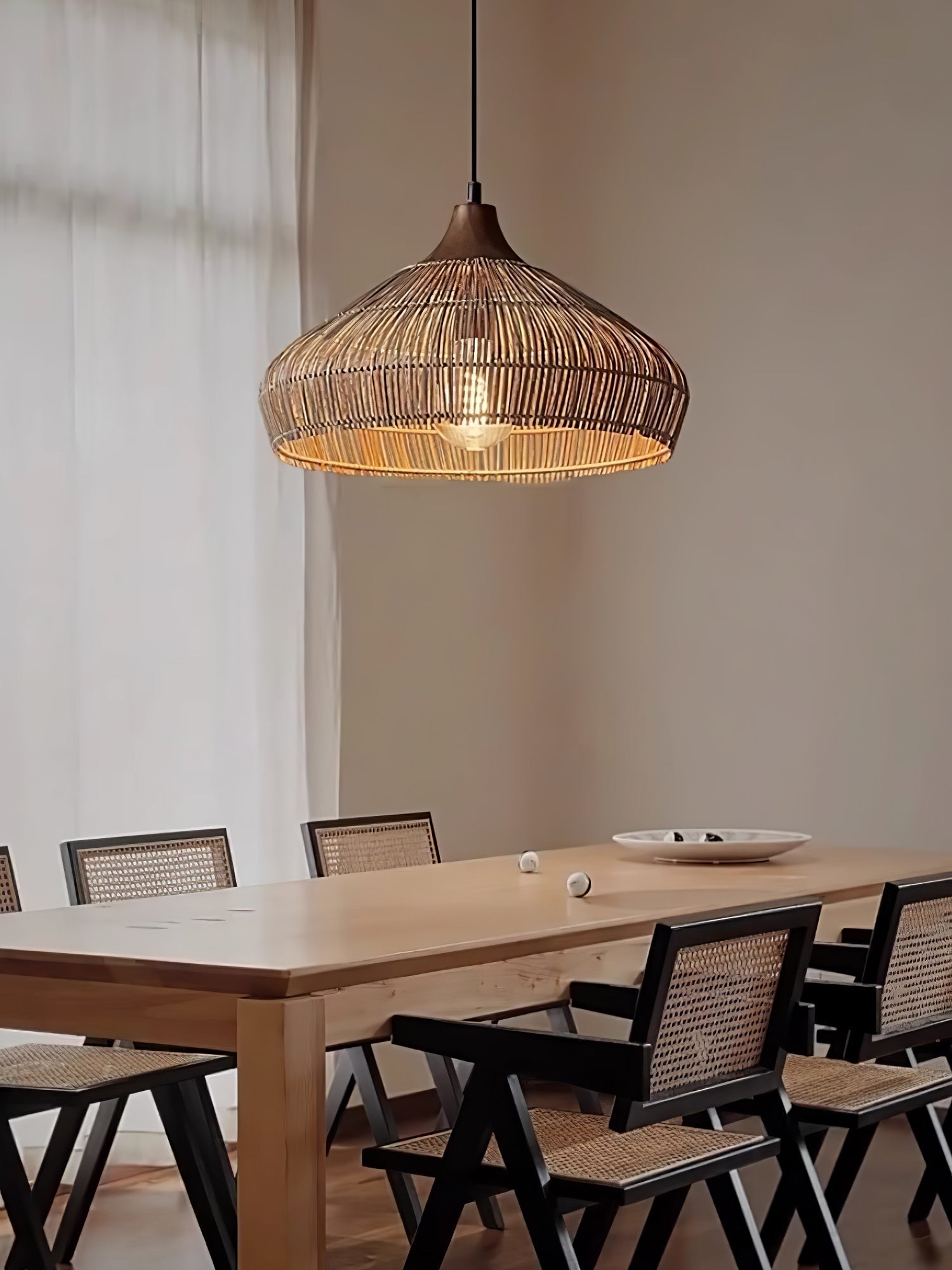 Lythean Elegance Art Rattan Wood Pendant Light-Neutral Decor