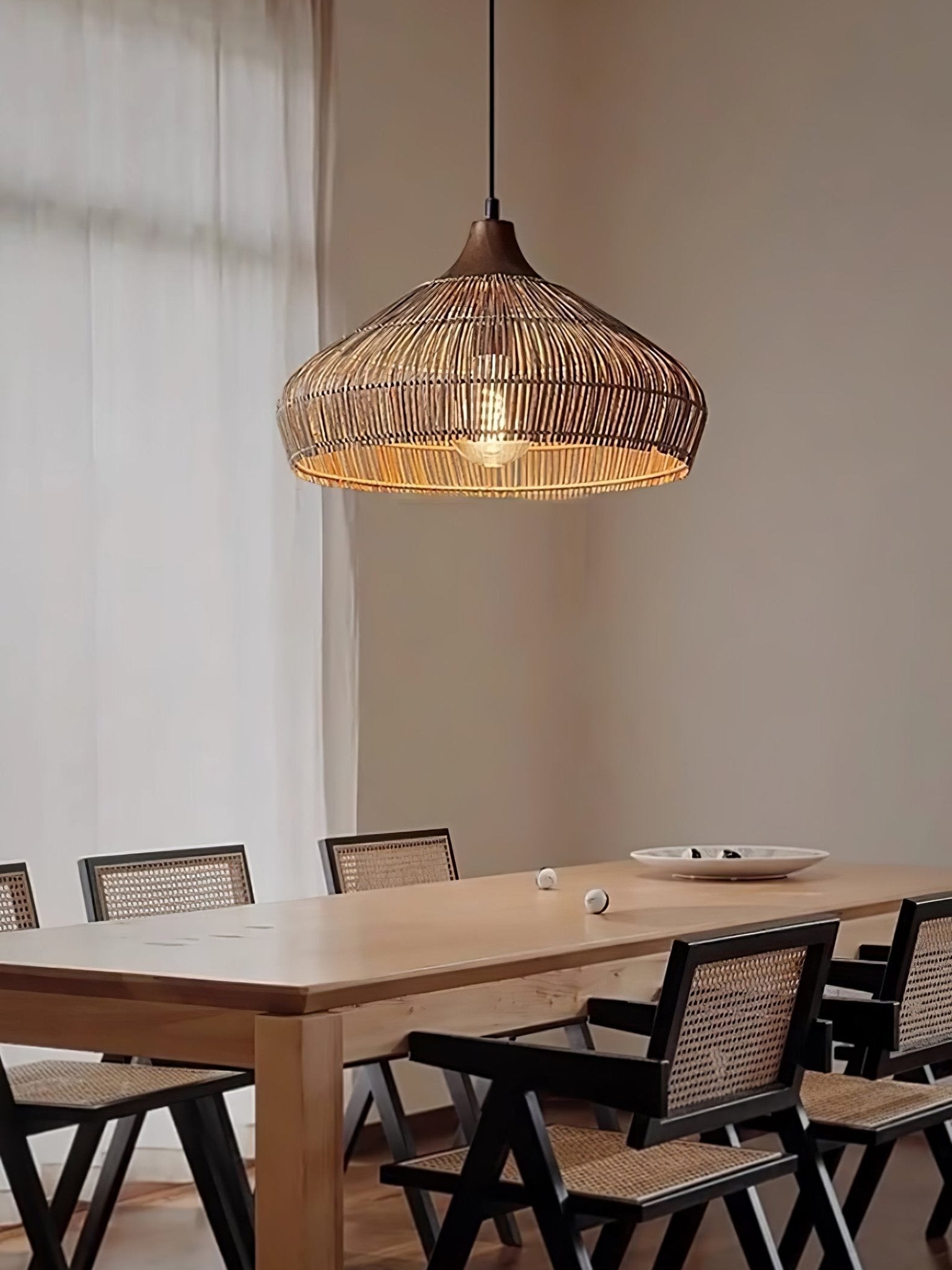Lythean Elegance Art Rattan Wood Pendant Light-Neutral Decor