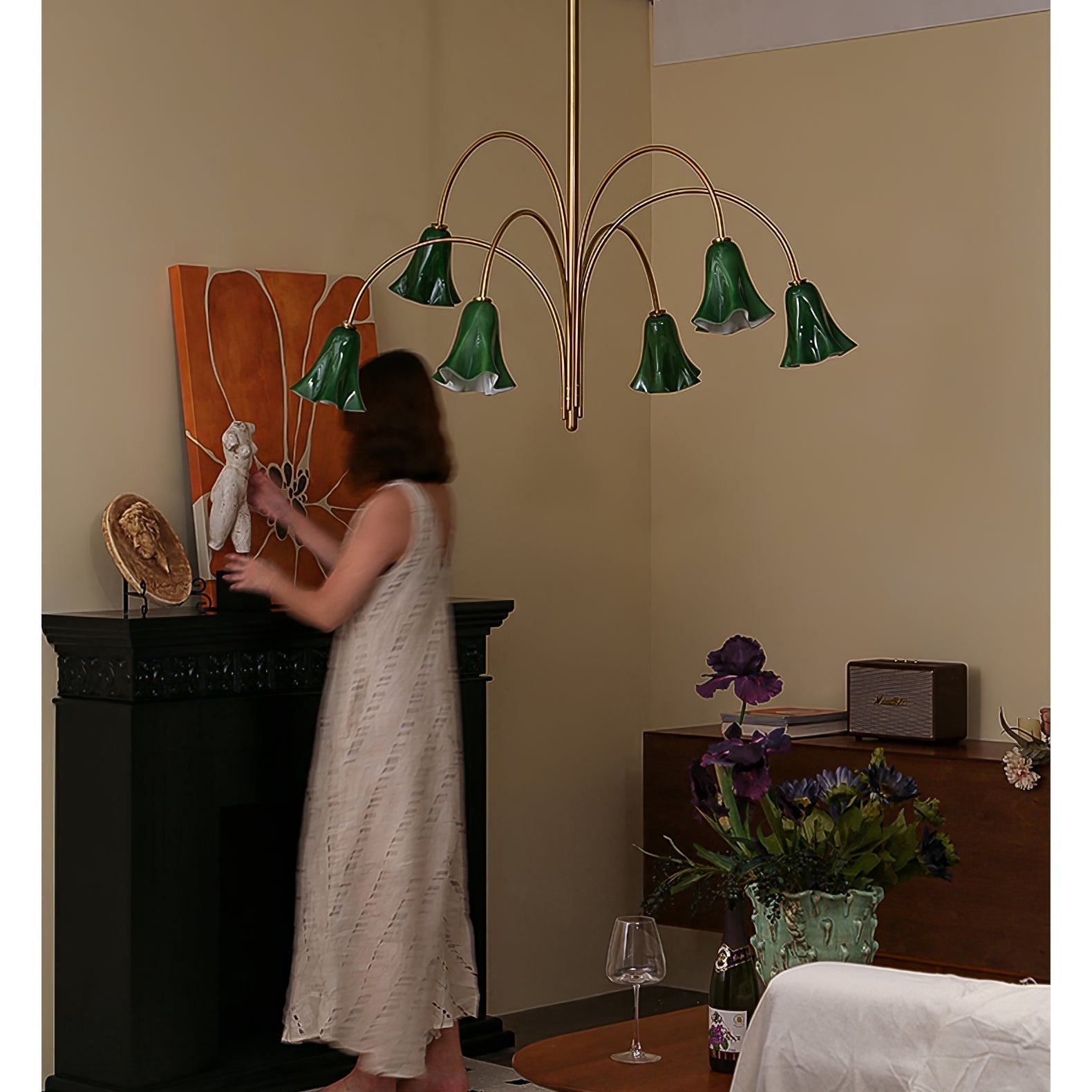 EmeraldBell Glass Pendant Chandelier-Neutral Decor