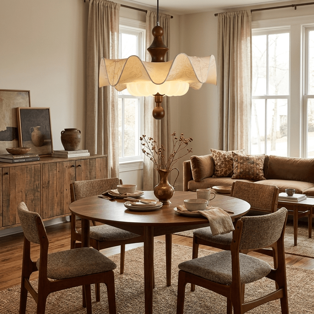 Willow Whisper Scalloped Pendant Lamp-Neutral Decor