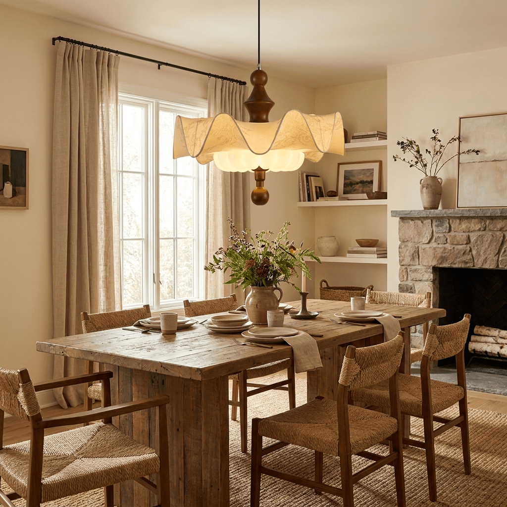 Willow Whisper Scalloped Pendant Lamp-Neutral Decor