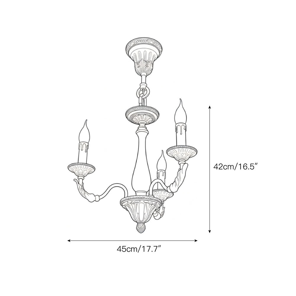 Angled view of the elegant brass chandelier, highlighting its structure.