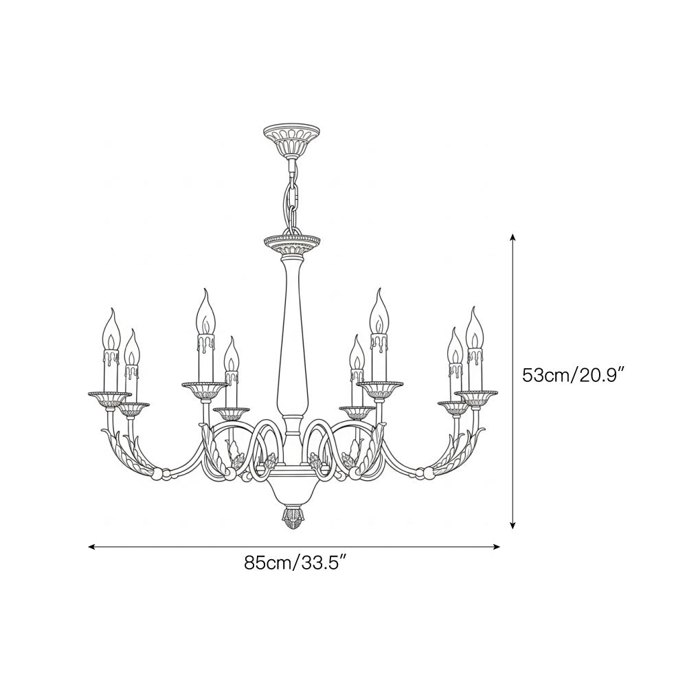 The Winchester Brass Chandelier hanging in a luxurious living room.