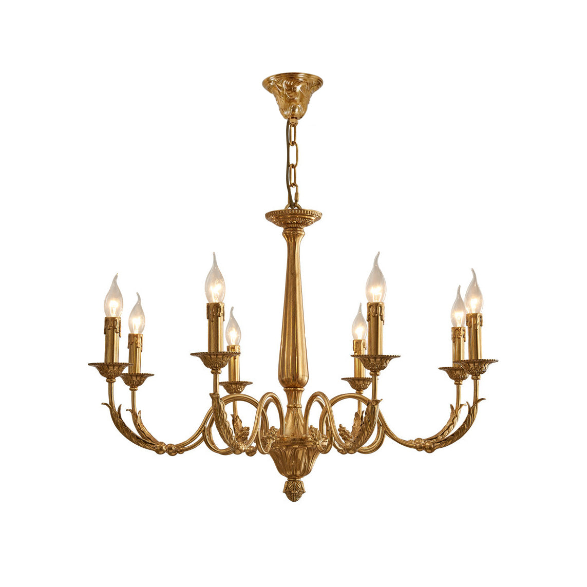 Winchester Brass Chandelier with a classic candle-effect design.