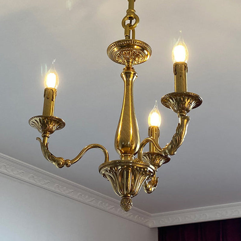 The 6-head version of the Winchester Brass Chandelier, suitable for medium-sized rooms.