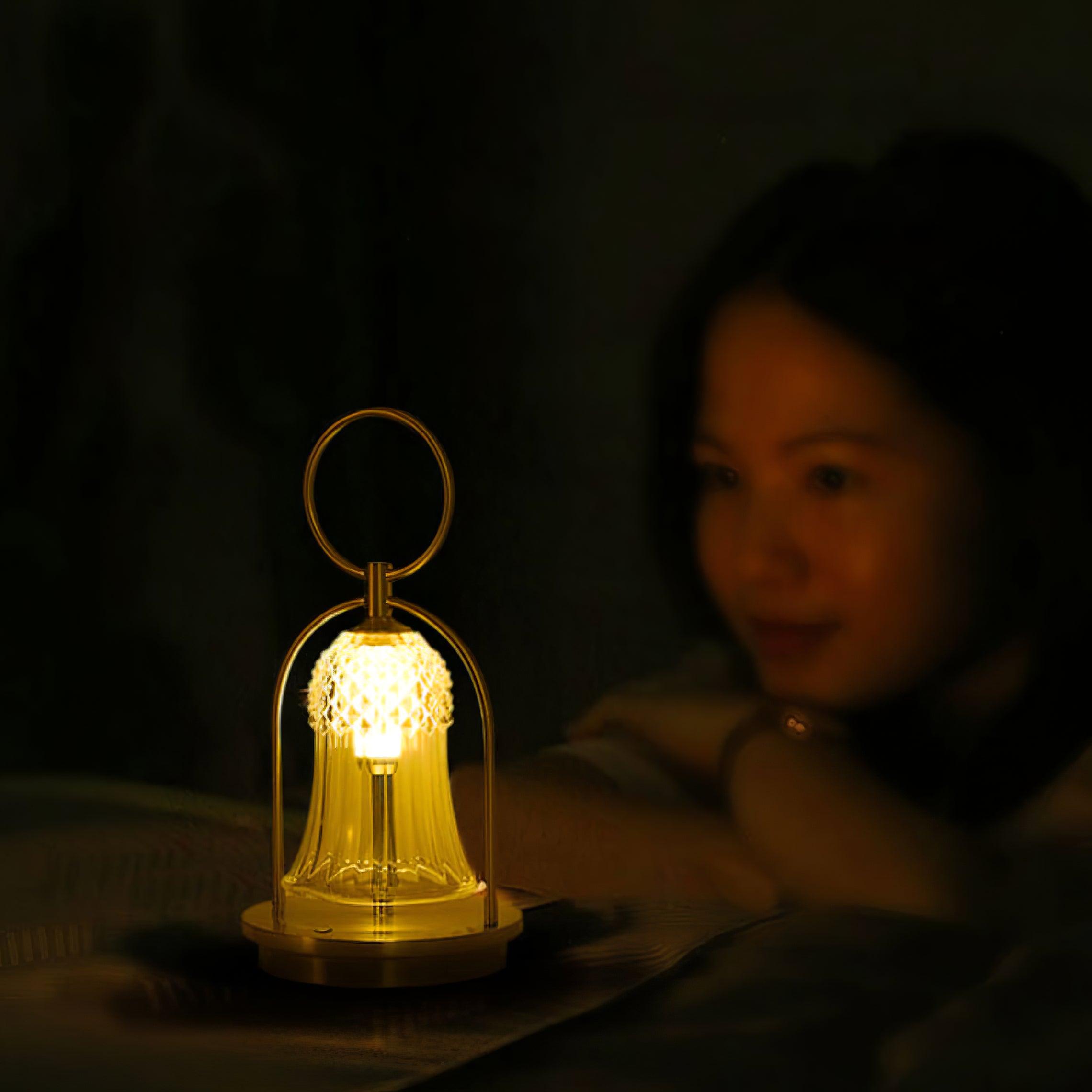 Bell Vintage Glass Table Lamp-Neutral Decor