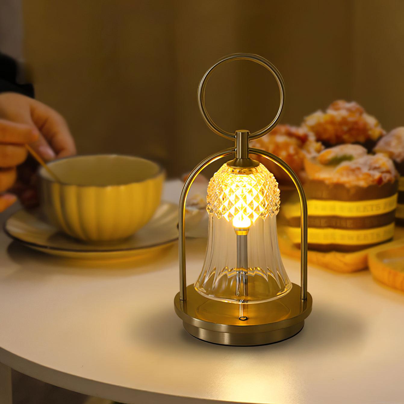 Bell Vintage Glass Table Lamp-Neutral Decor
