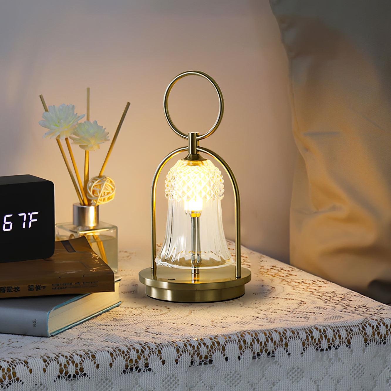 Bell Vintage Glass Table Lamp-Neutral Decor