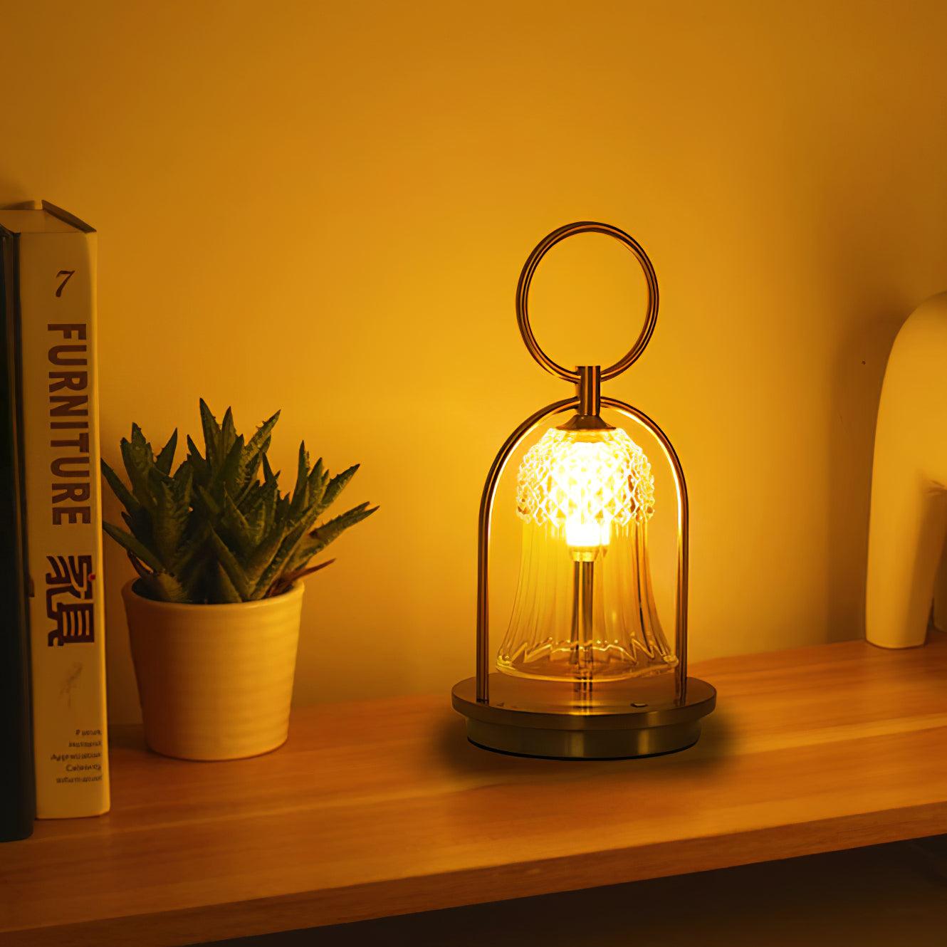 Bell Vintage Glass Table Lamp-Neutral Decor