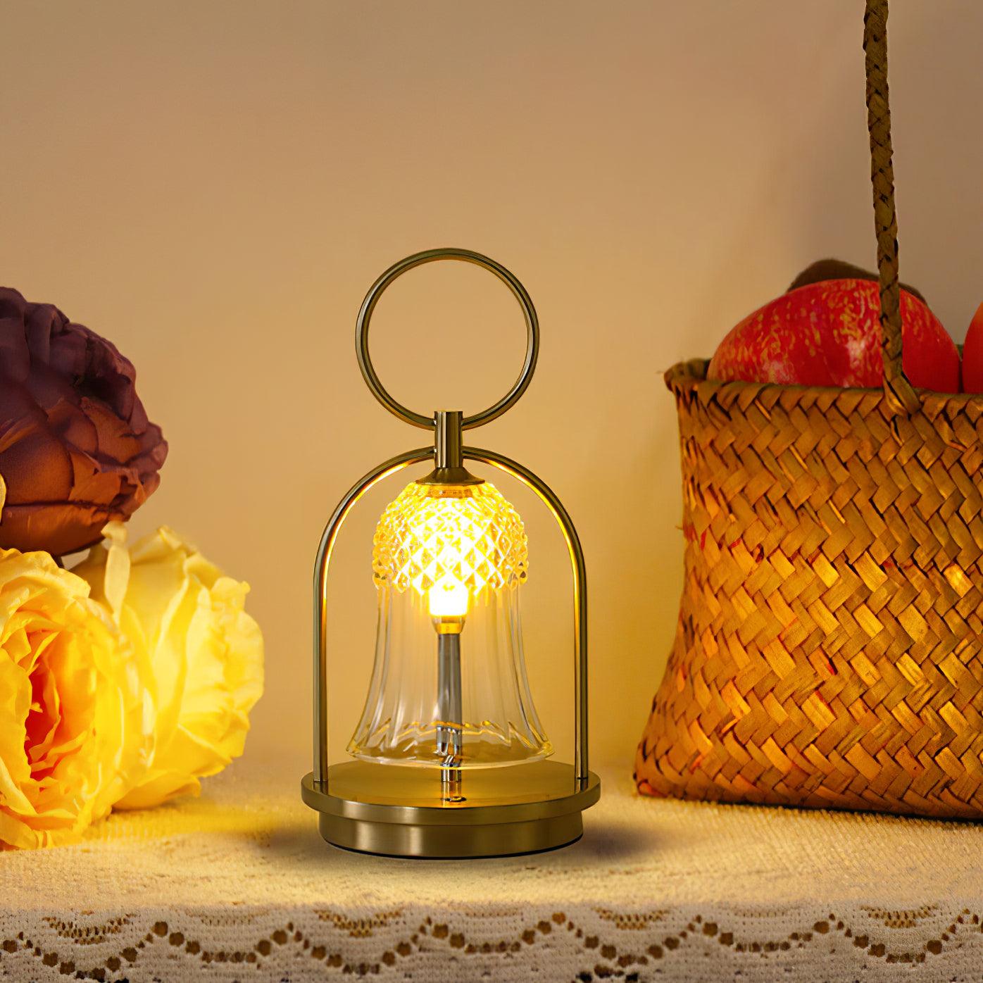 Bell Vintage Glass Table Lamp-Neutral Decor