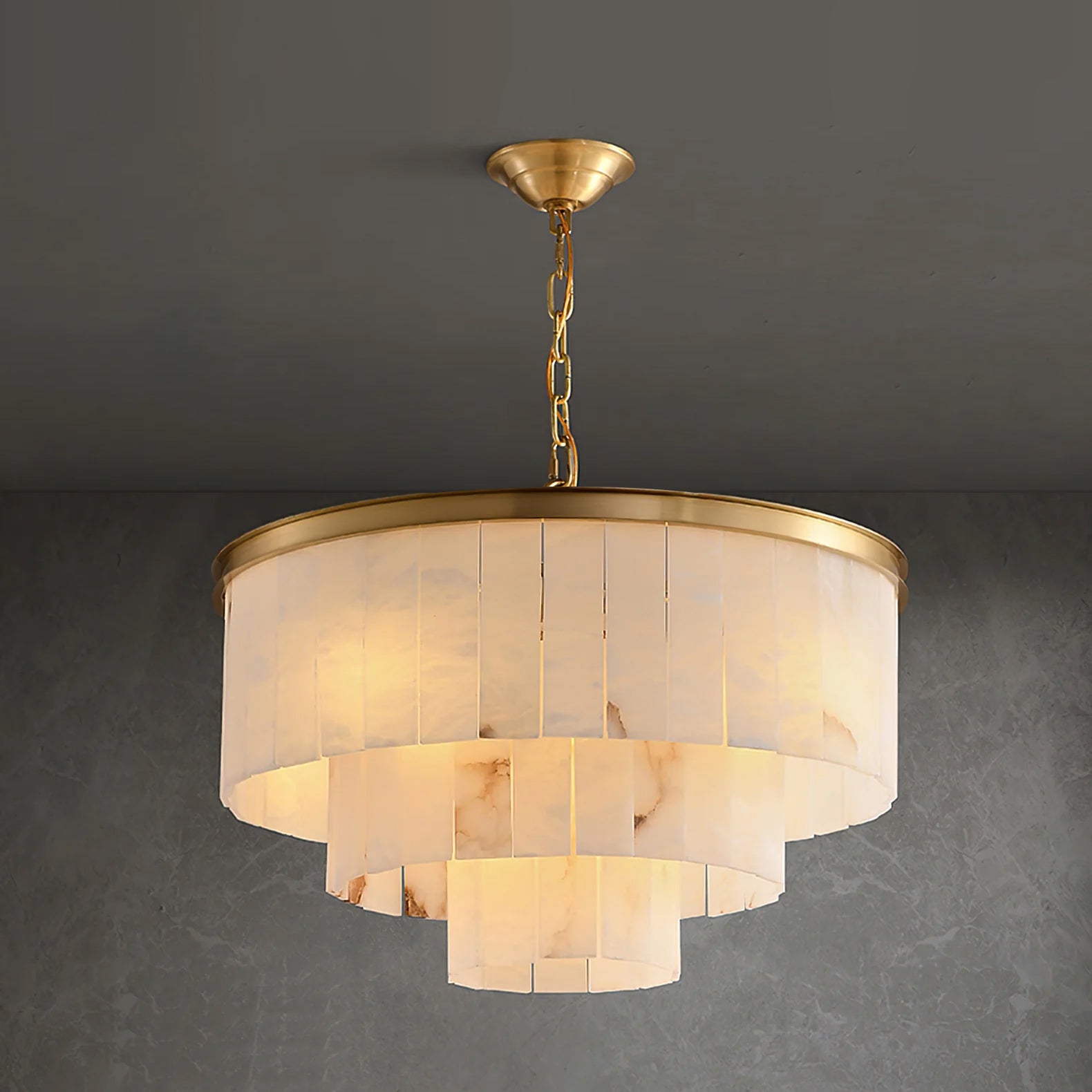 Windham Alabaster Chandelier Layered Halo