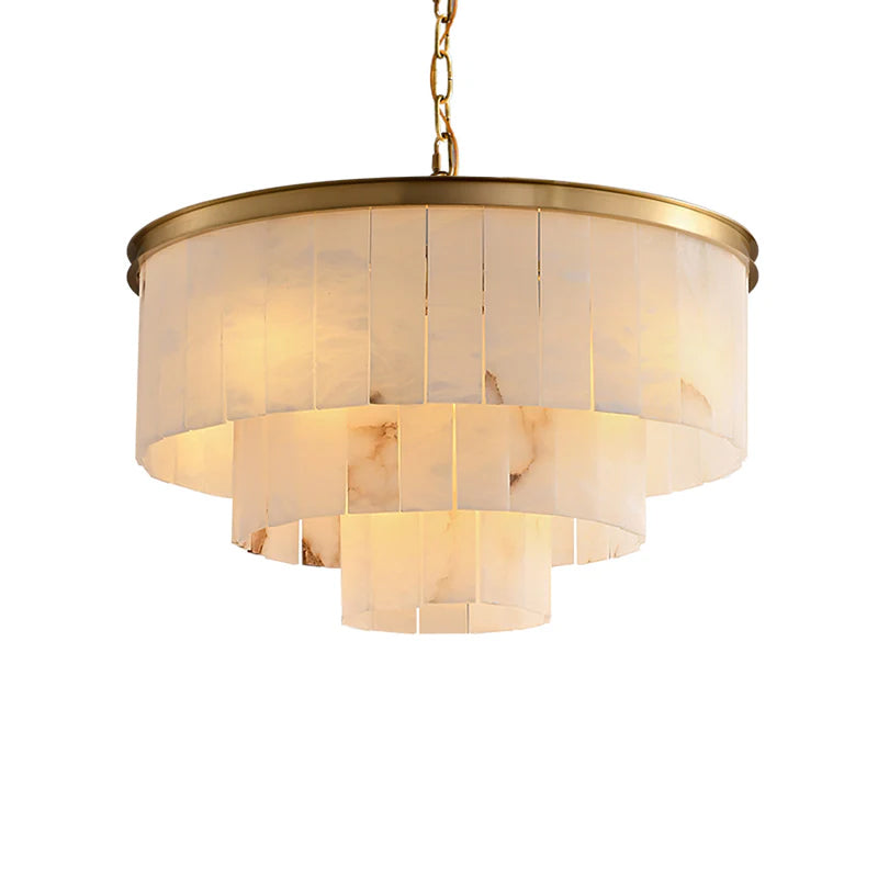 Windham Alabaster Chandelier Layered Halo