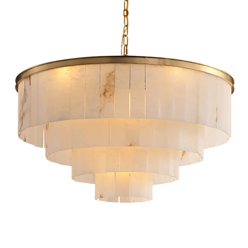 Windham Alabaster Chandelier Layered Halo