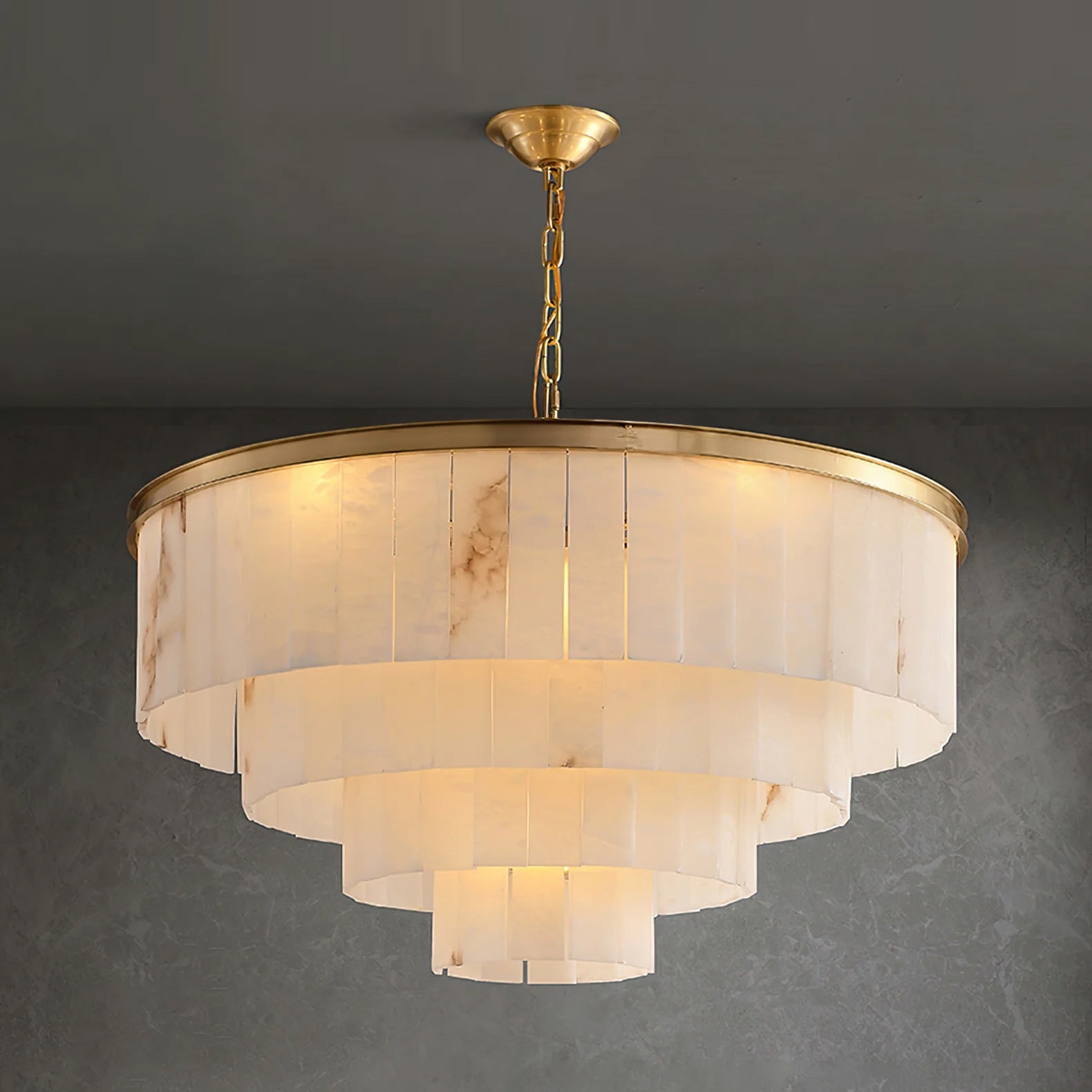 Windham Alabaster Chandelier Layered Halo