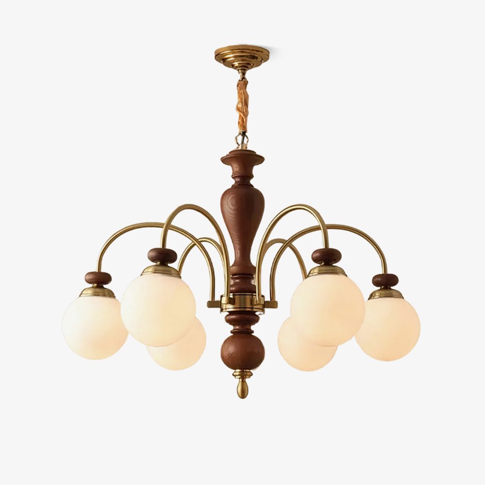 Solara Chandelier Classic Wooden Brass-Neutral Decor