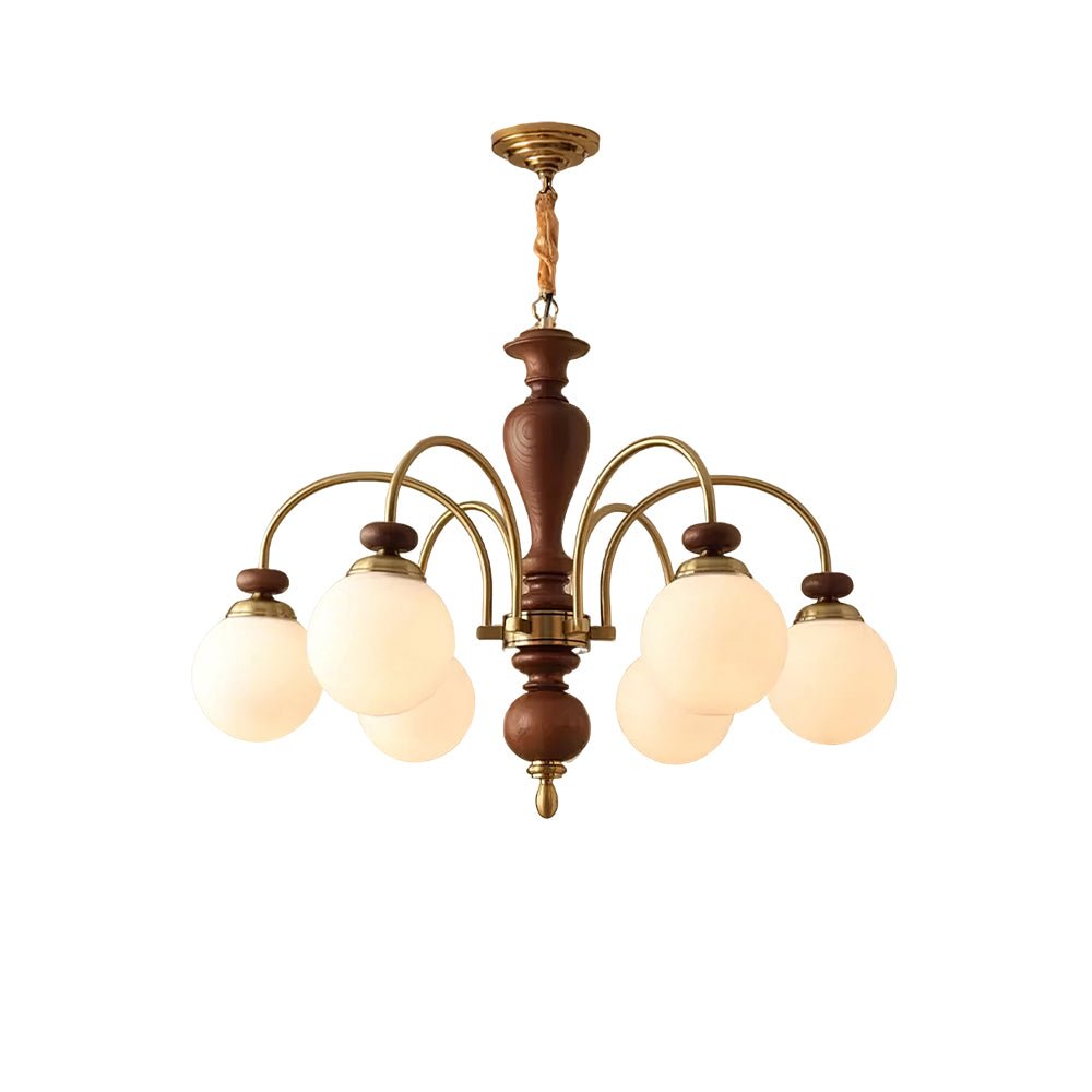 Solara Chandelier Classic Wooden Brass-Neutral Decor